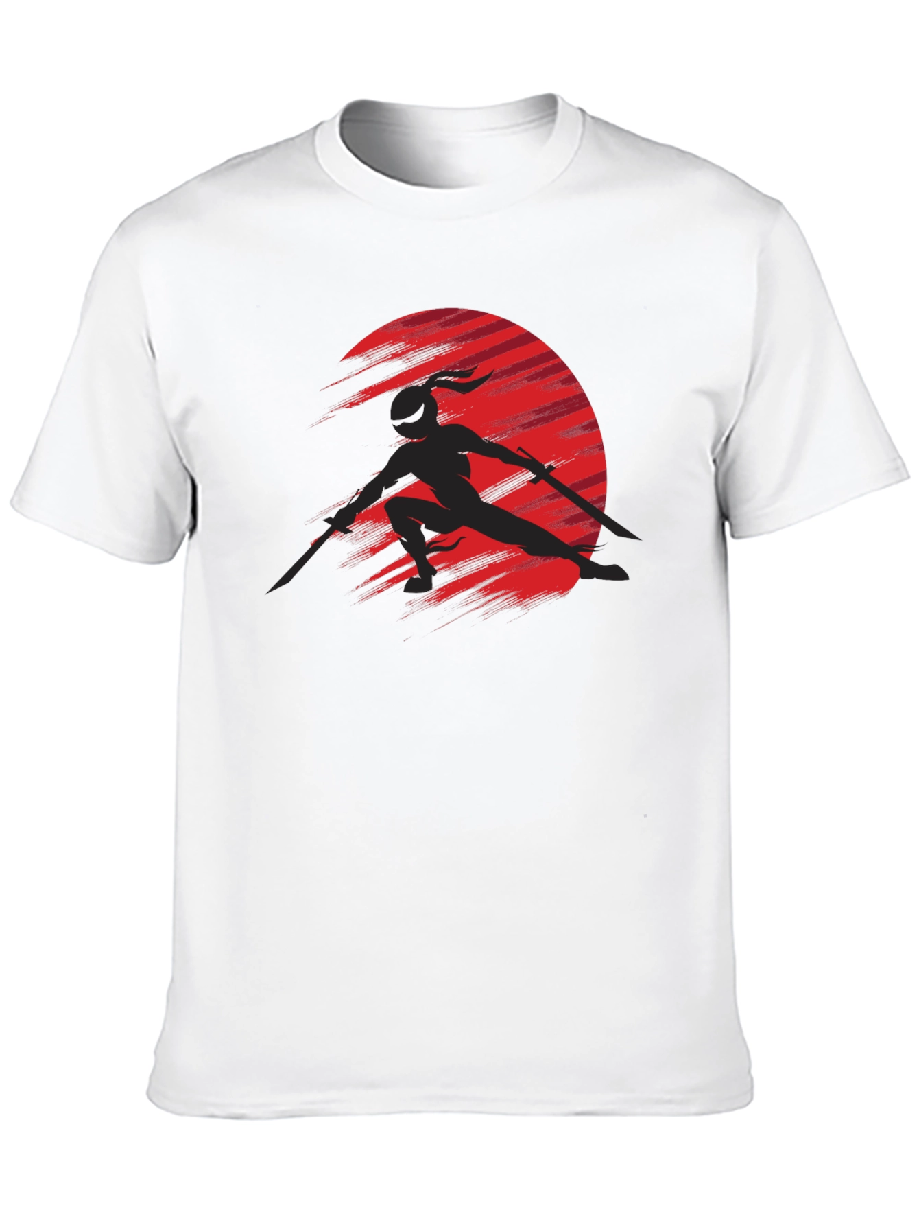 Black Ninja Silhouette Graphic Black T-Shirt view 10
