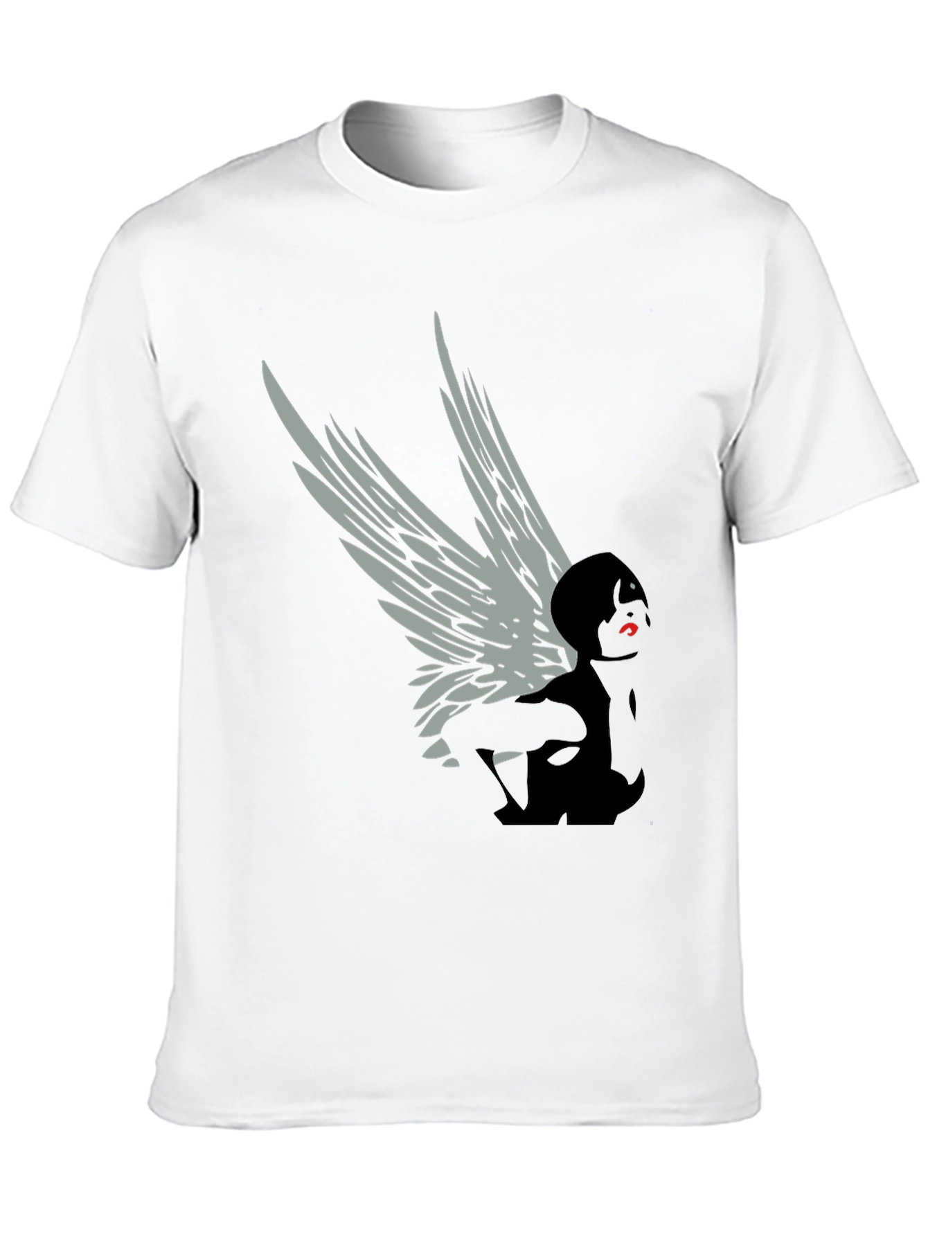Black Winged Figure Graphic Tee - Stylish Black T-Shirt view 10