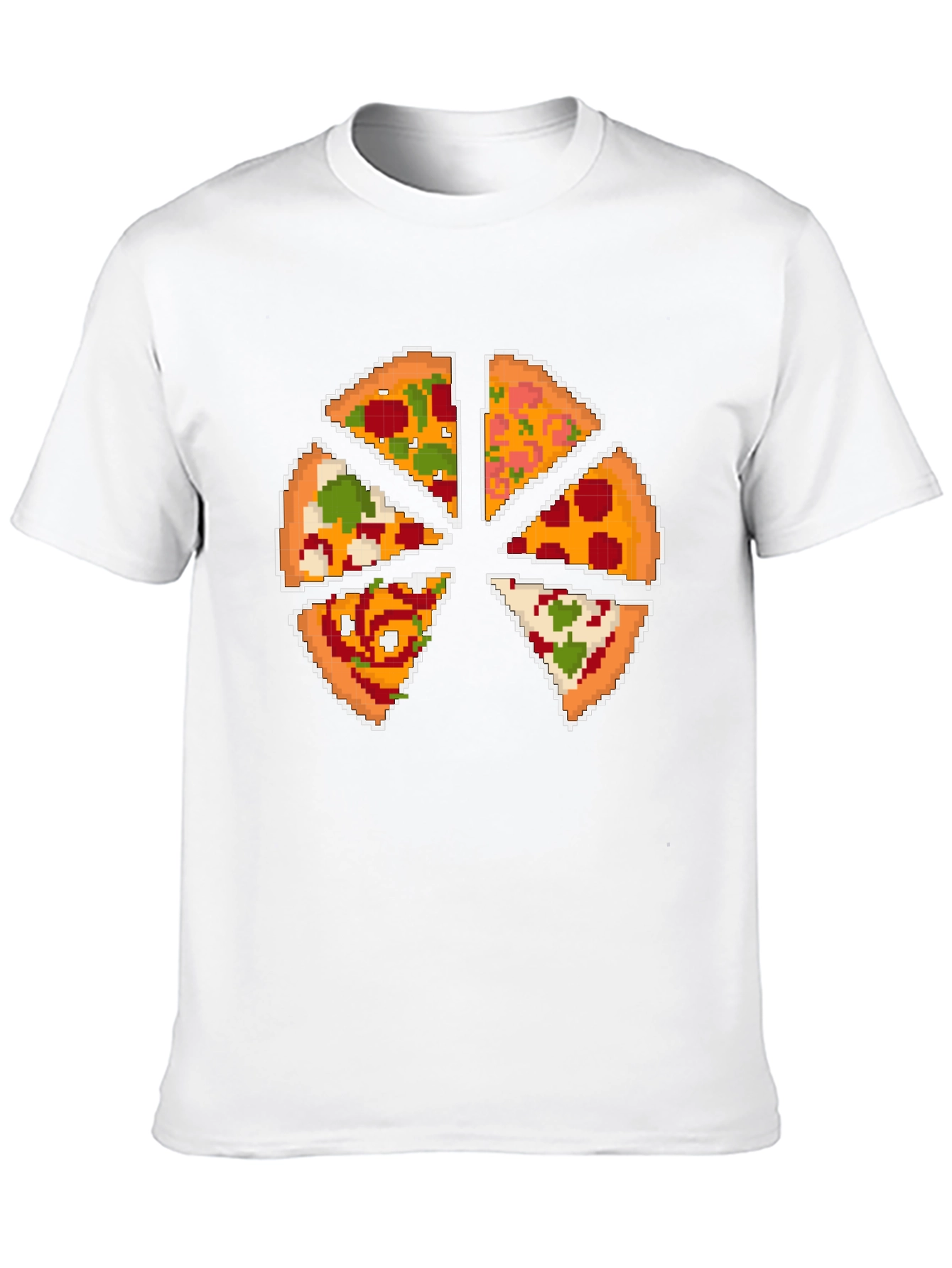 Black Pixel Pizza Slice Graphic T-Shirt - Fun Novelty Tee view 10