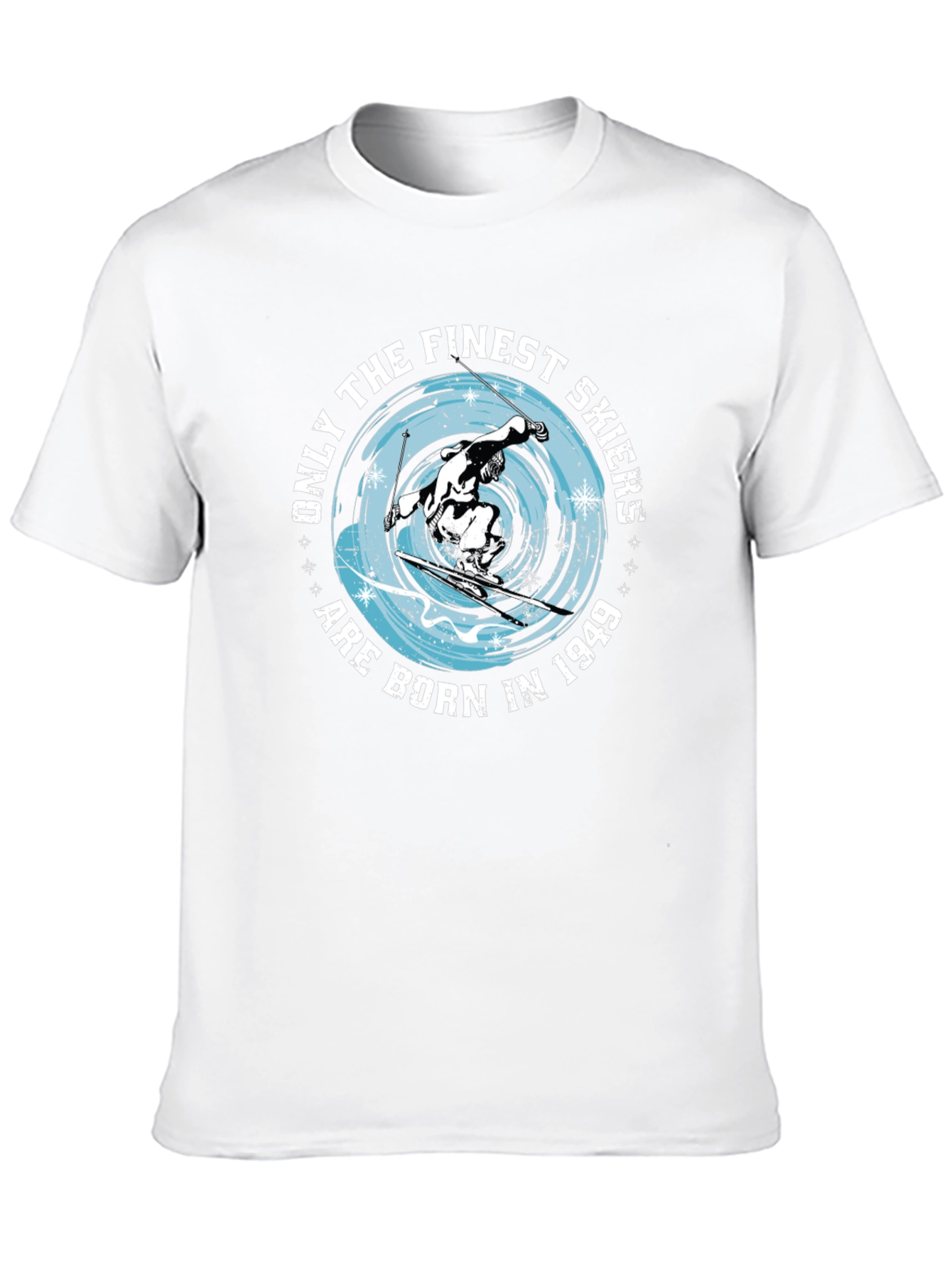 Black Finest Skiers Born in 1949 Graphic T-Shirt view 10
