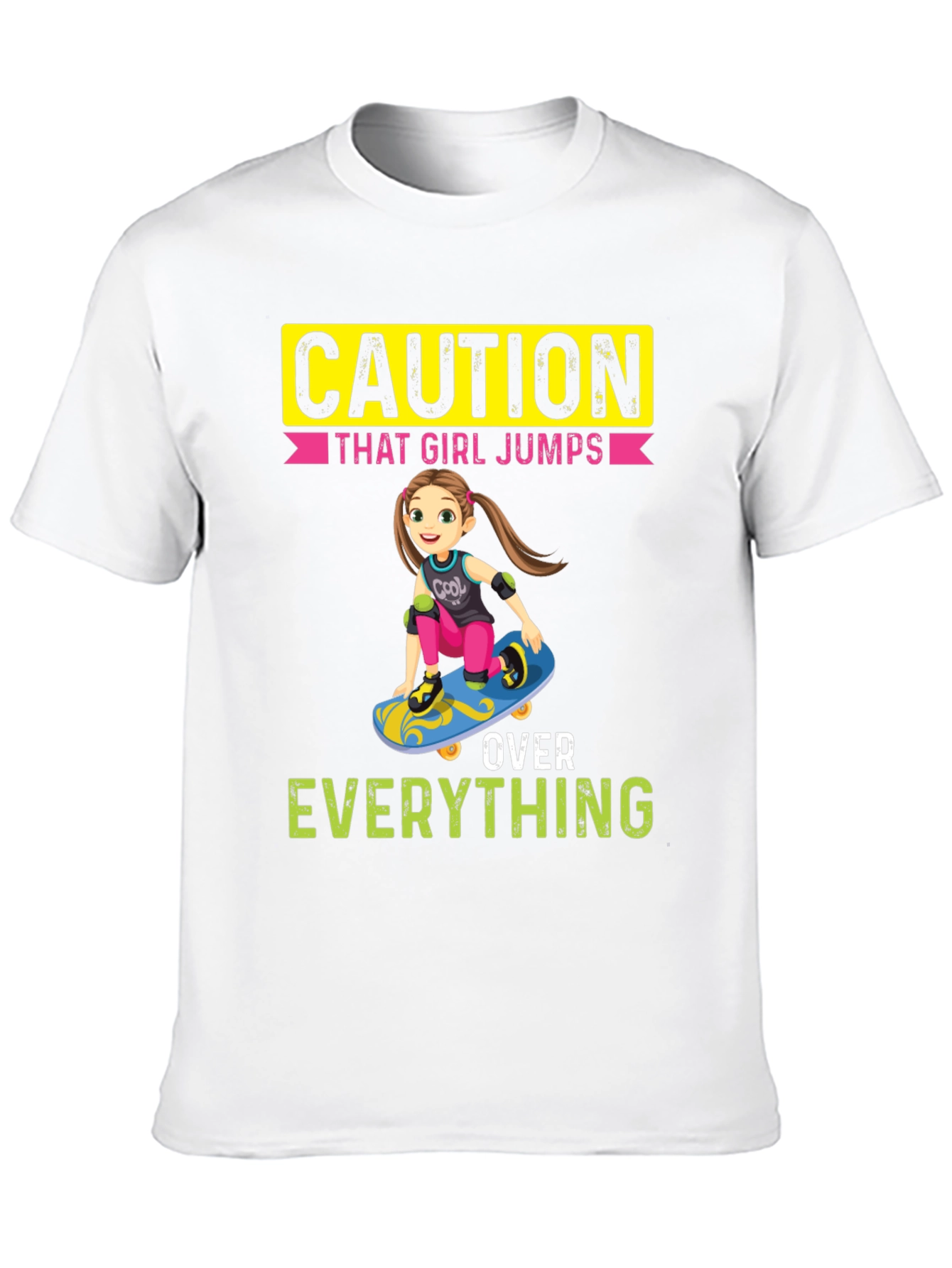 Black Caution: That Girl Jumps Over Everything Graphic Tee view 10