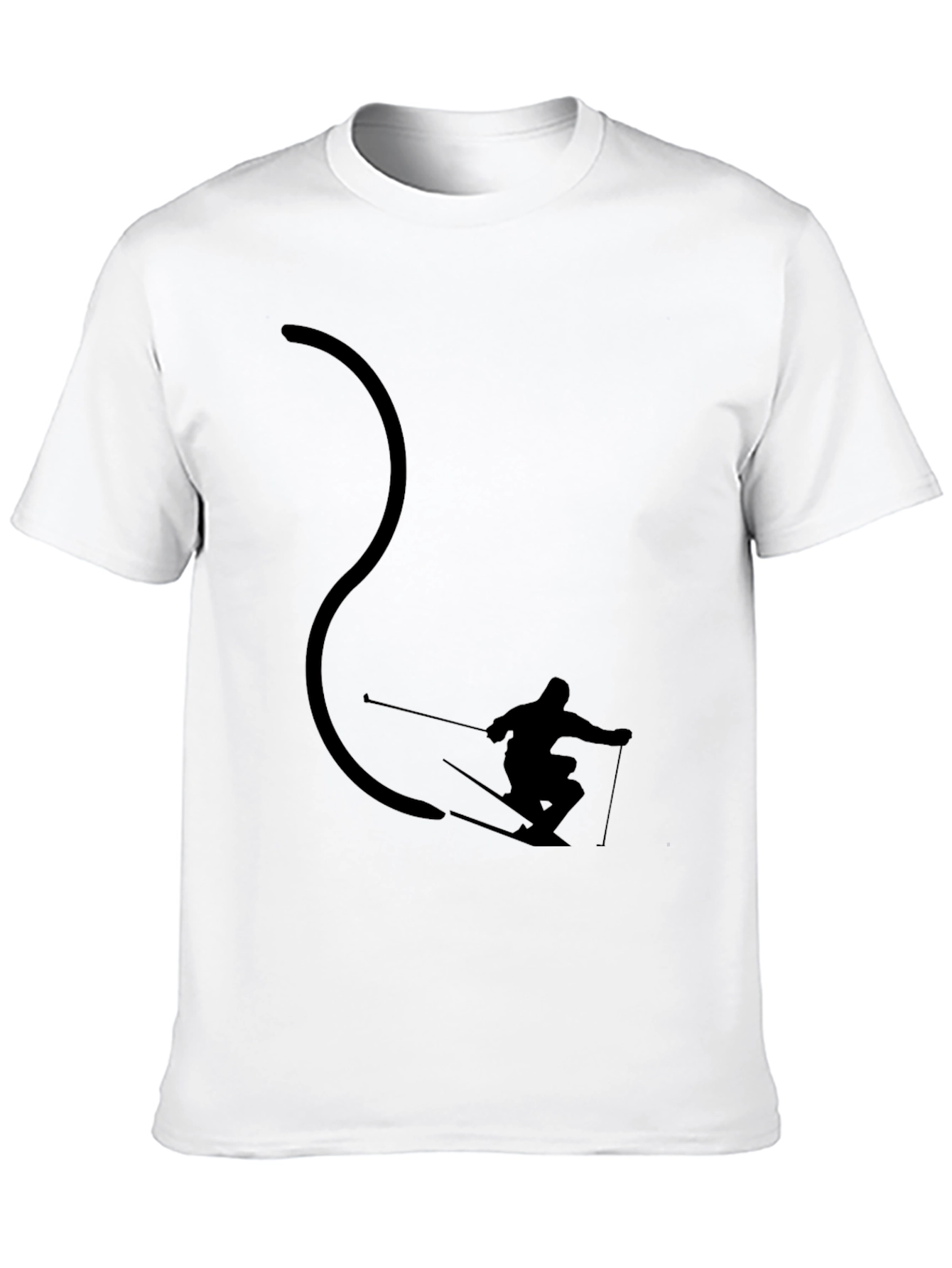 Black Cool Skier Silhouette Black Graphic Tee view 10