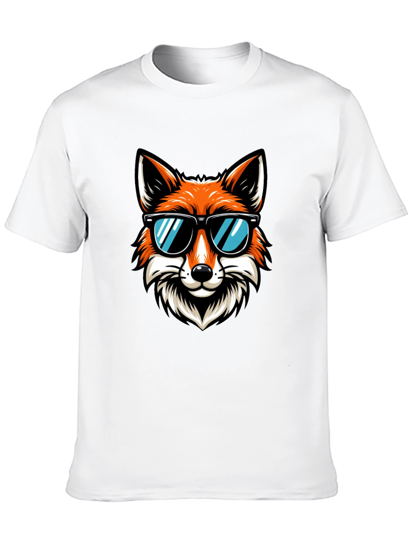 Black Cool Fox Graphic T-Shirt - Black Cotton Tee view 10