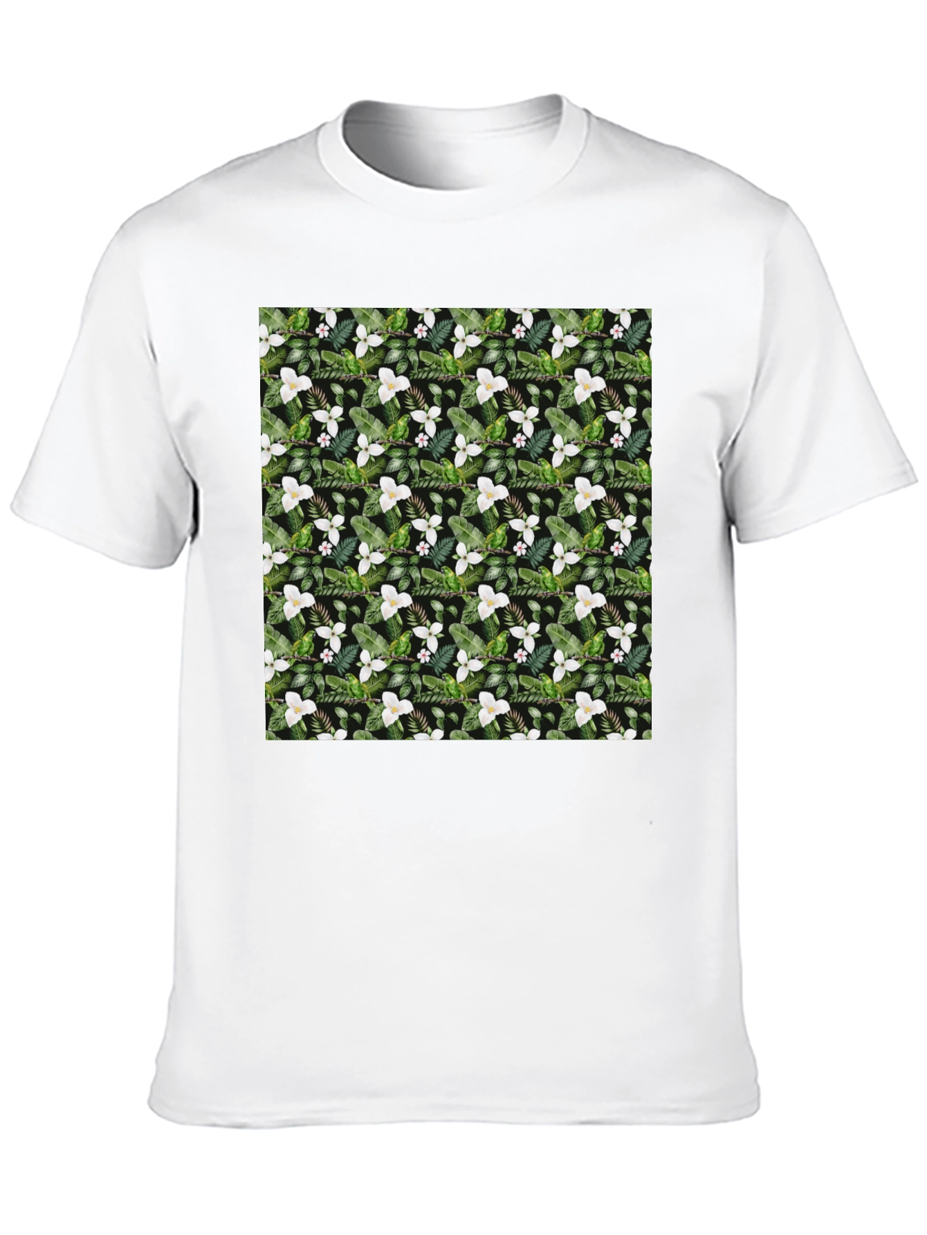 Black Floral Print T-Shirt - Botanical Design view 10