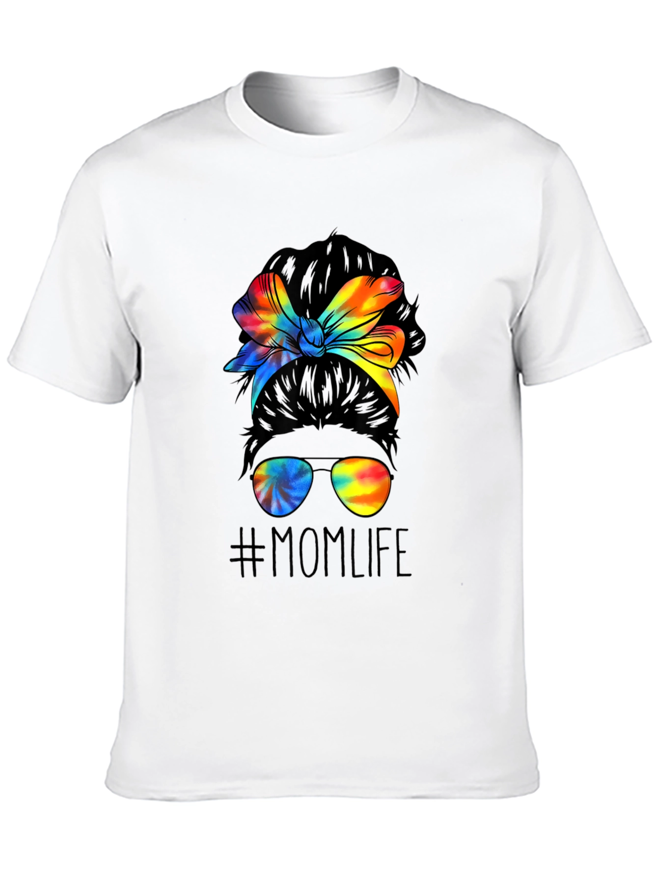 Black Mom Life Tie Dye Messy Bun Graphic Tee view 10