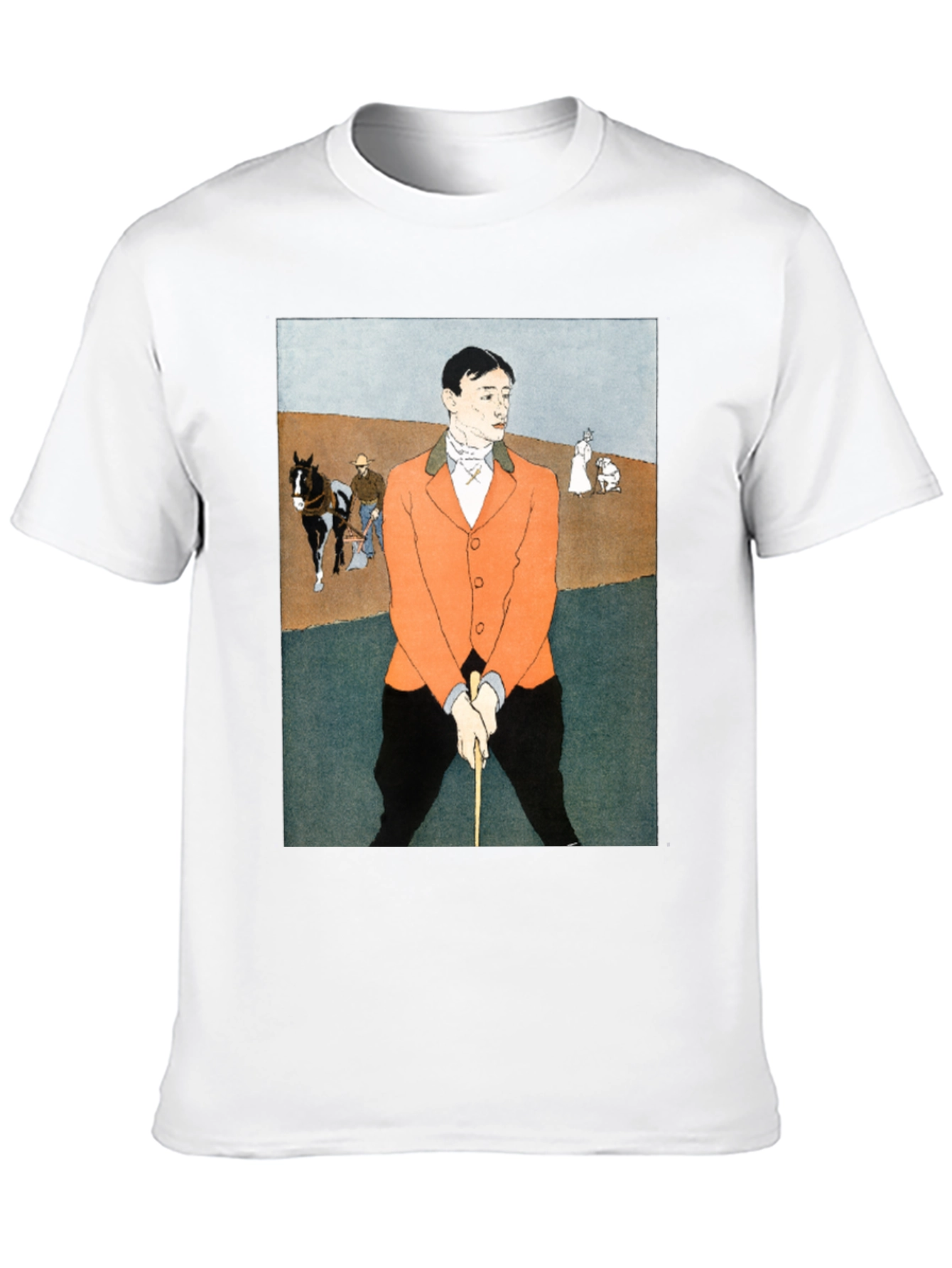 Man Golfing Print T-Shirt - Vintage Art Tee - 10