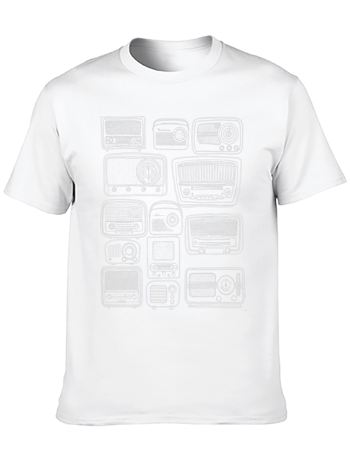 Black Vintage Radio Print Black T-Shirt view 10