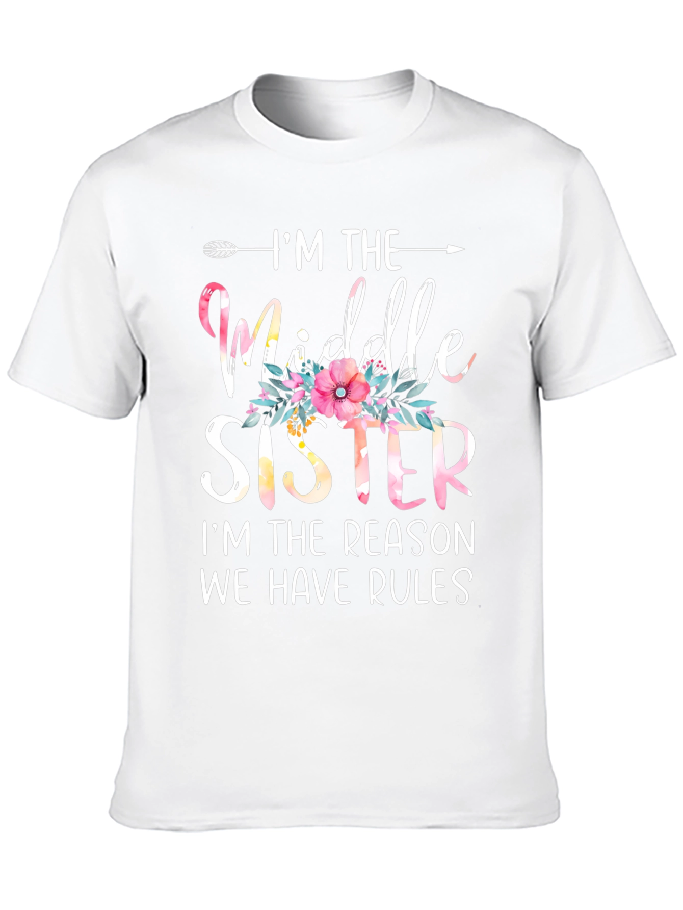 Black Middle Sister T-Shirt - Floral Accent view 10