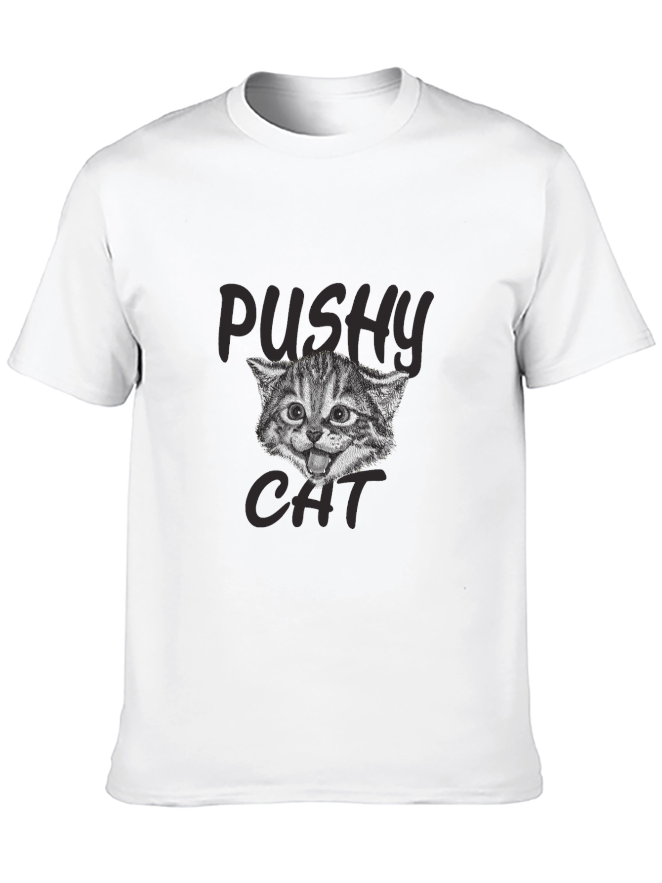 Black Pushy Cat Graphic T-Shirt view 10