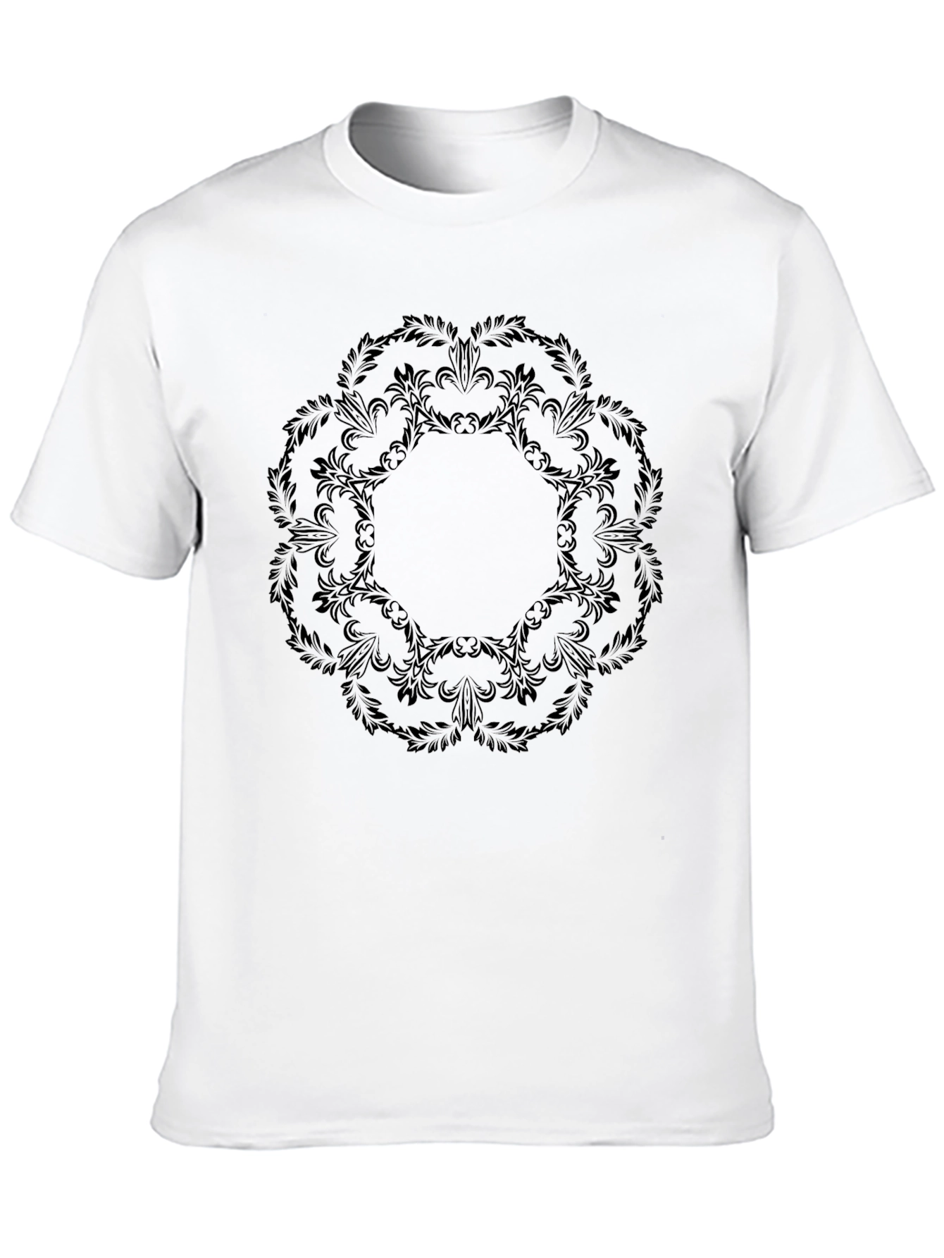 Black Black Floral Mandala Graphic Tee - Stylish Men's Casual Wear view 10