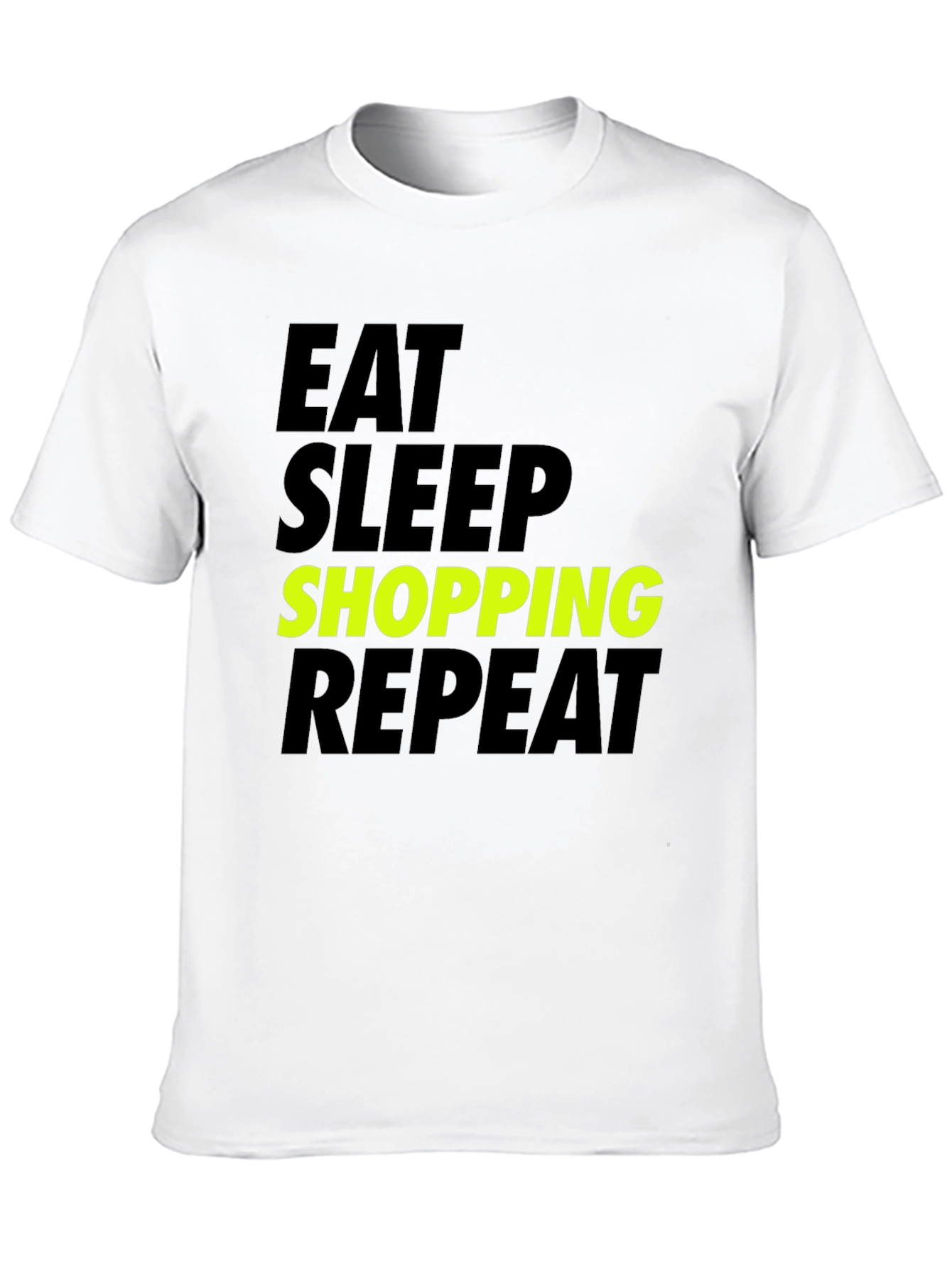 Black Eat Sleep Shopping Repeat T-Shirt - Black Cotton Tee view 10