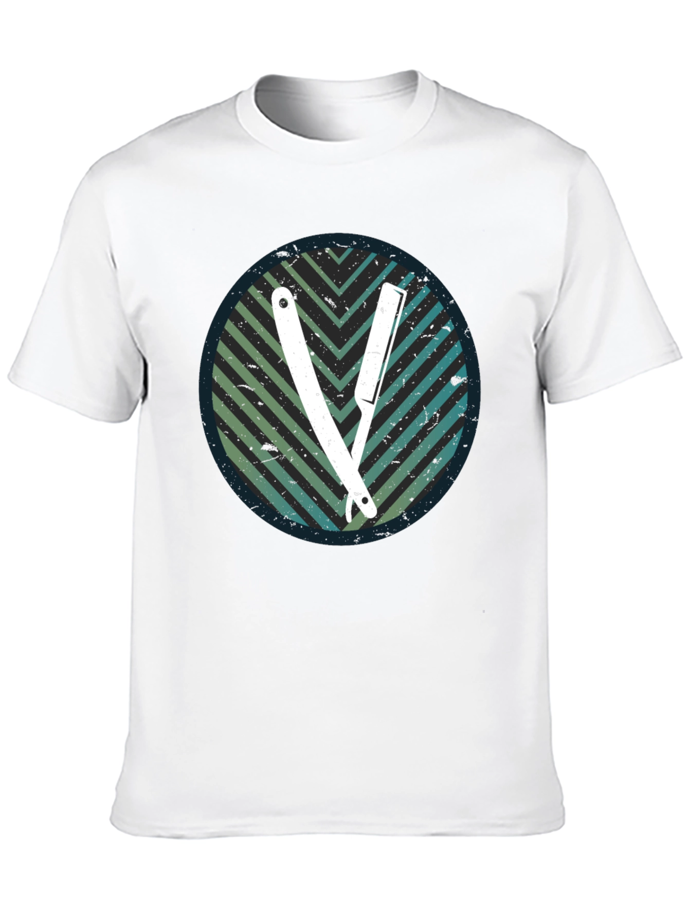 Black Retro Barber Razor Tee - Men's Graphic T-Shirt view 10