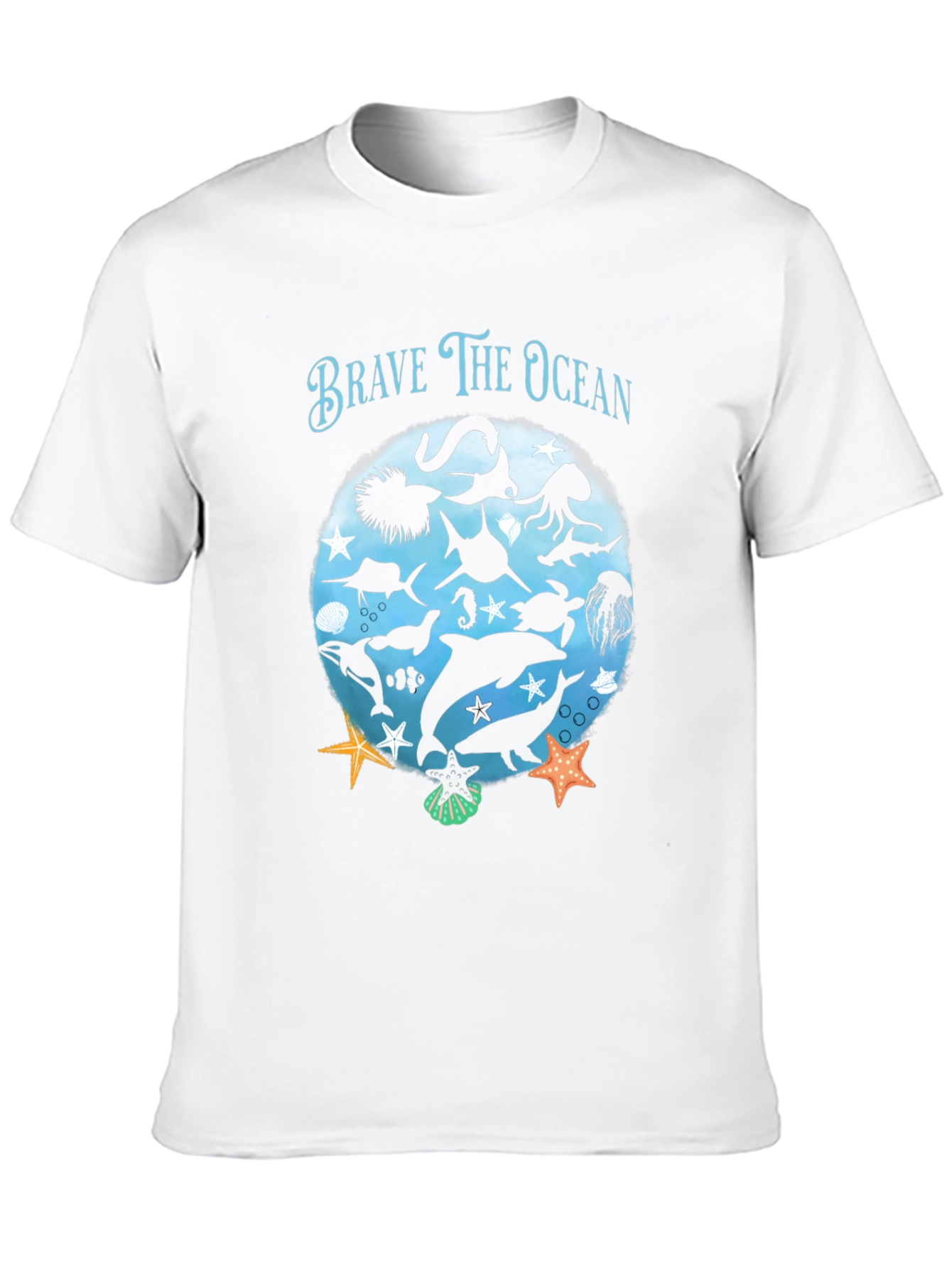 Brave the Ocean Graphic T-Shirt - Black - 10