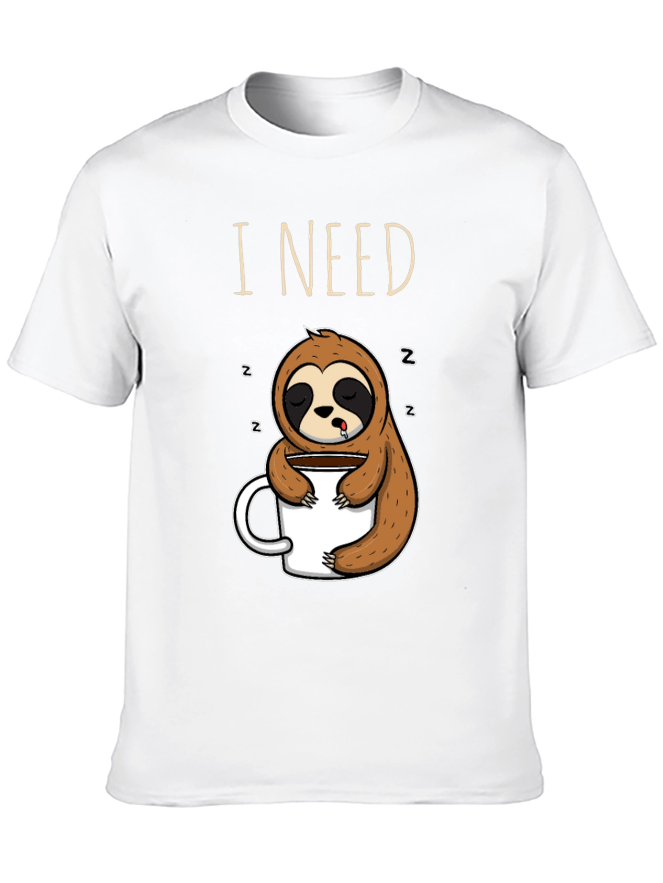 Black I Need Coffee Sloth T-Shirt view 10