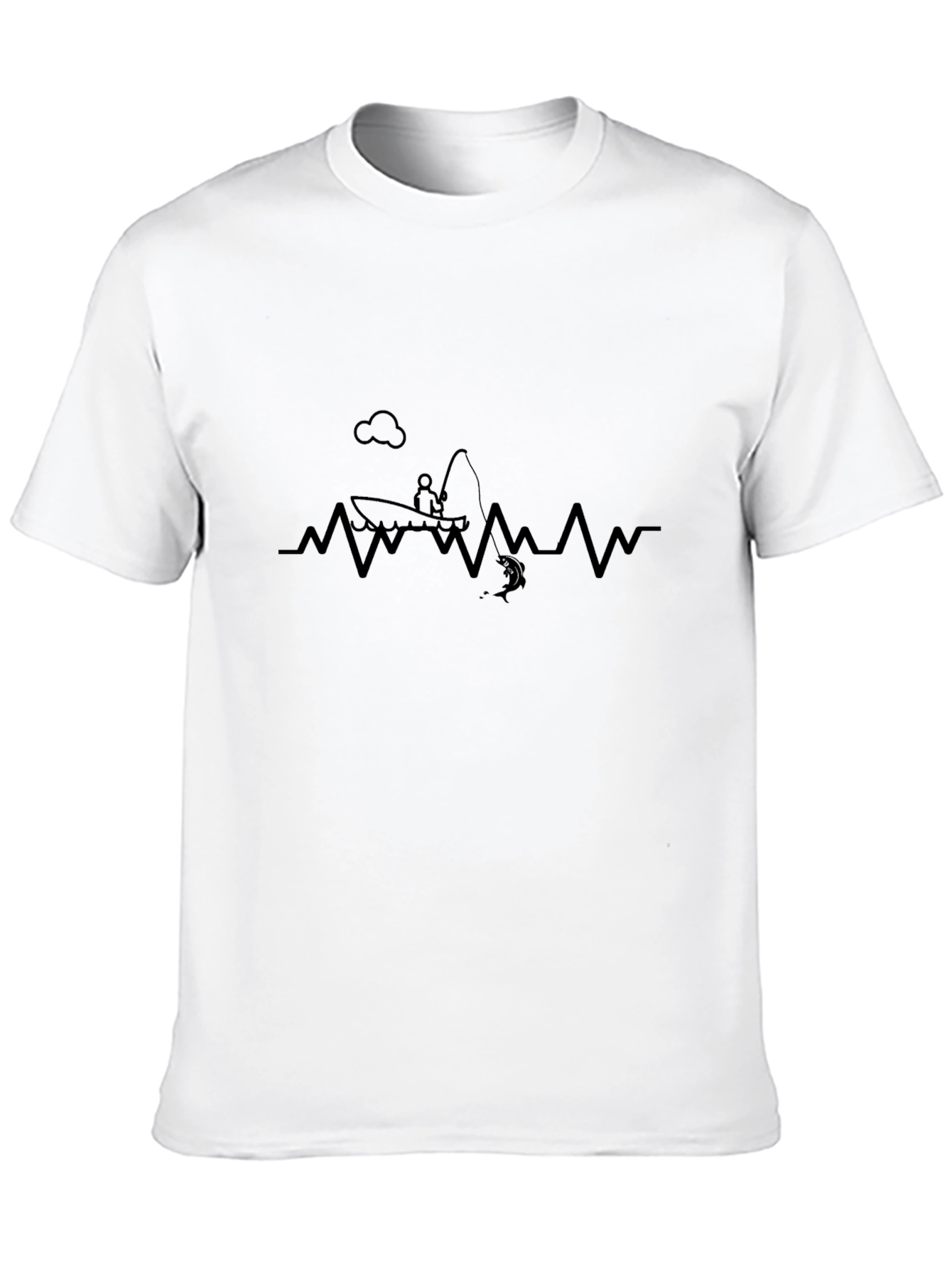 Black Fishing Heartbeat Graphic T-Shirt view 10
