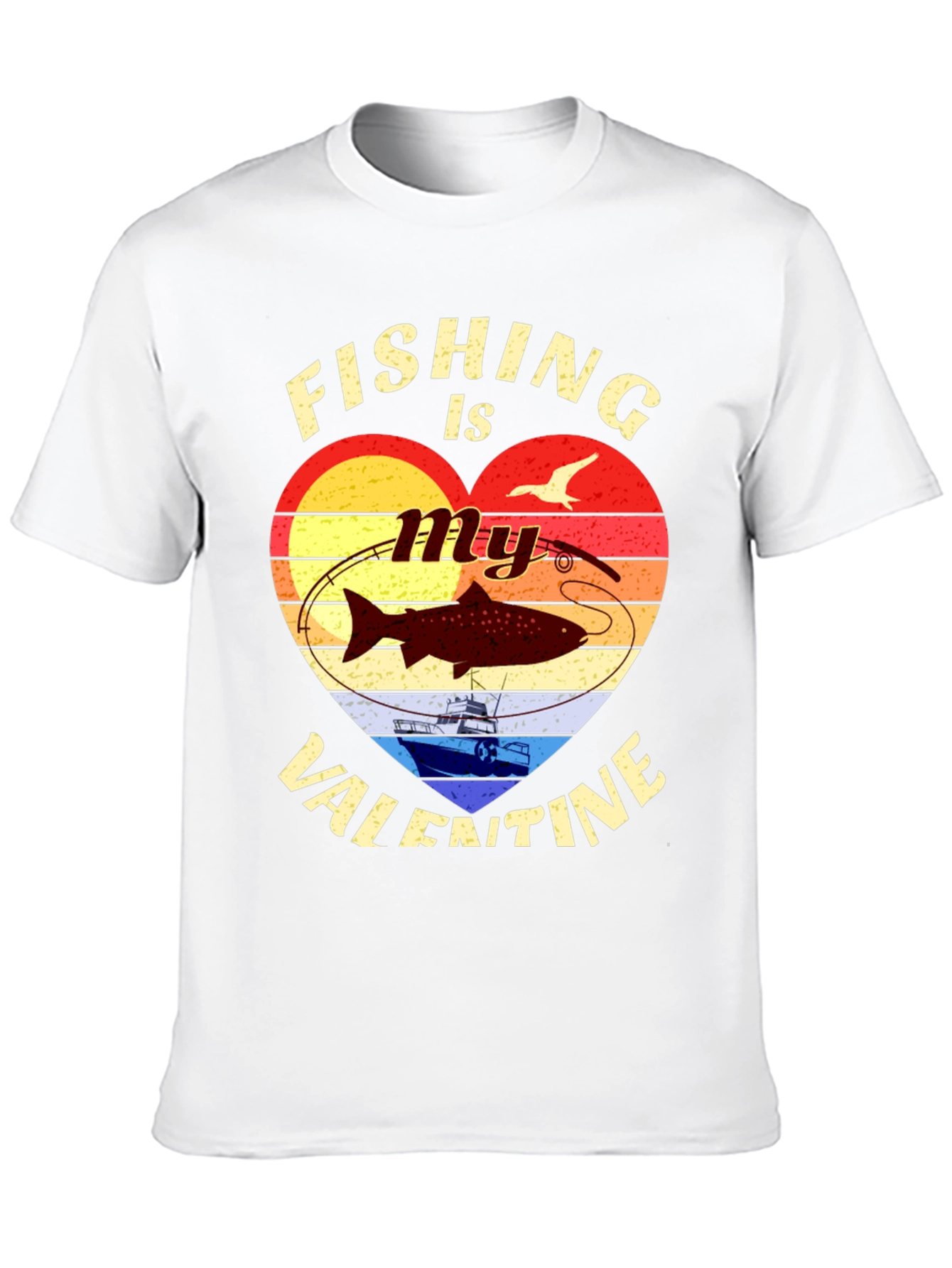 Black Fishing Valentine's Day Graphic T-Shirt view 10