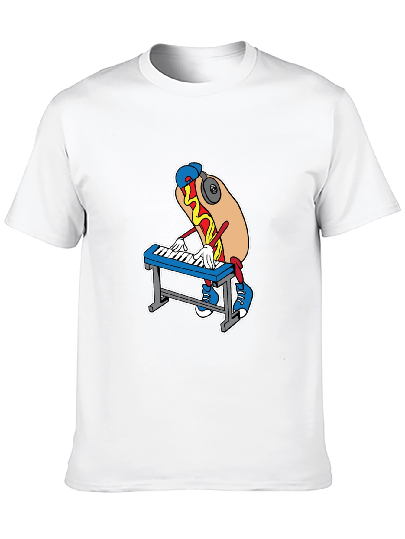 Black Cool Hotdog Keyboardist Graphic Tee view 10