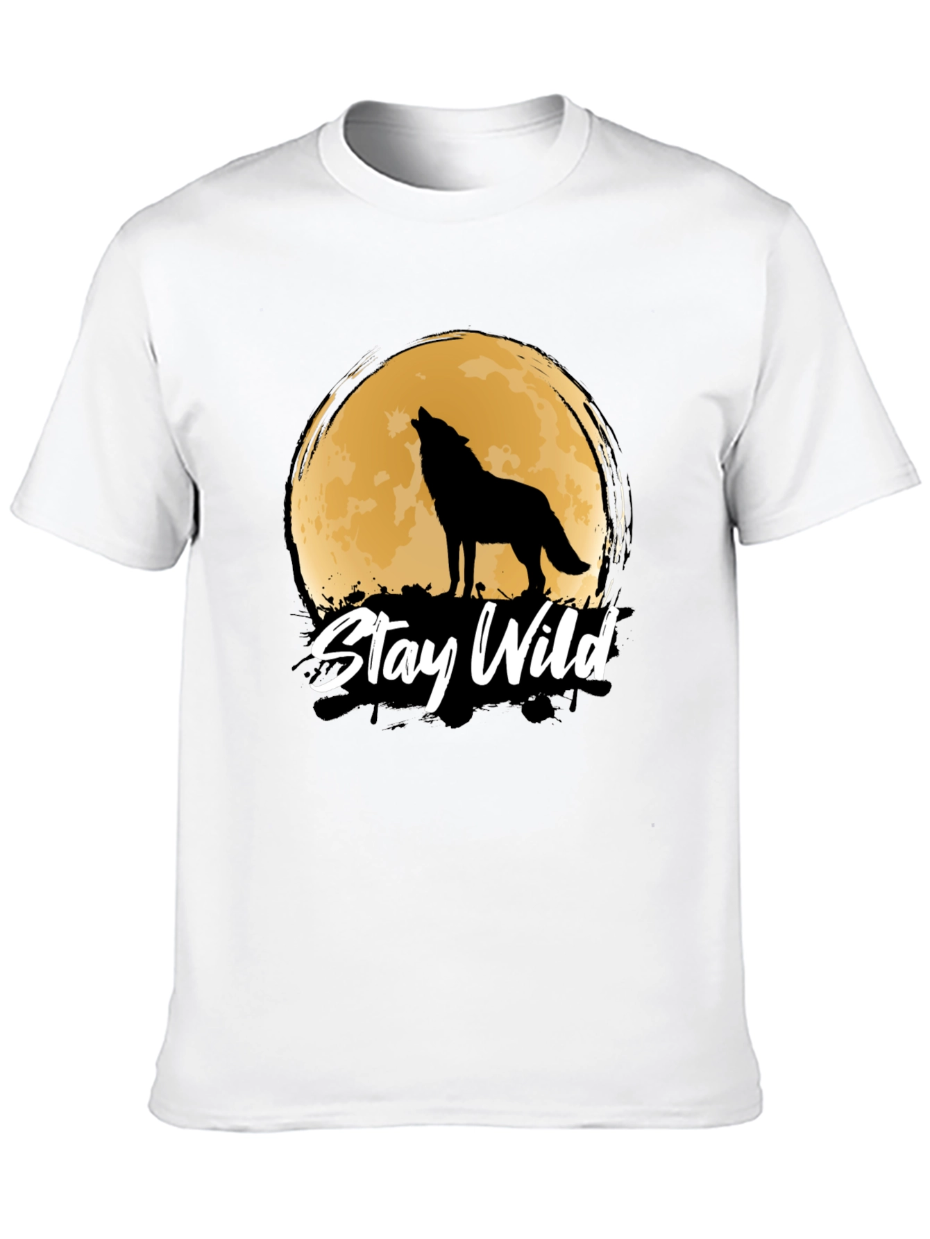 Black Stay Wild Wolf Moon Graphic Tee view 10