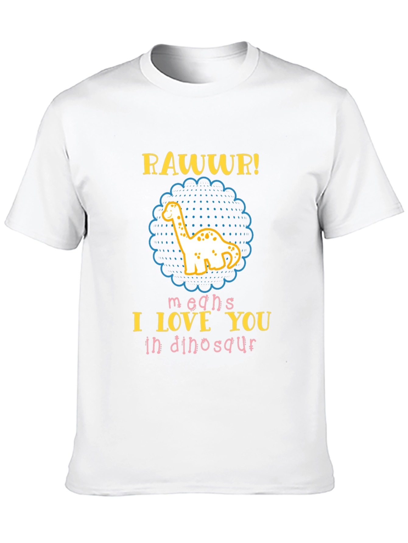 Black RAWR! Dinosaur I Love You Men's Black T-Shirt view 10