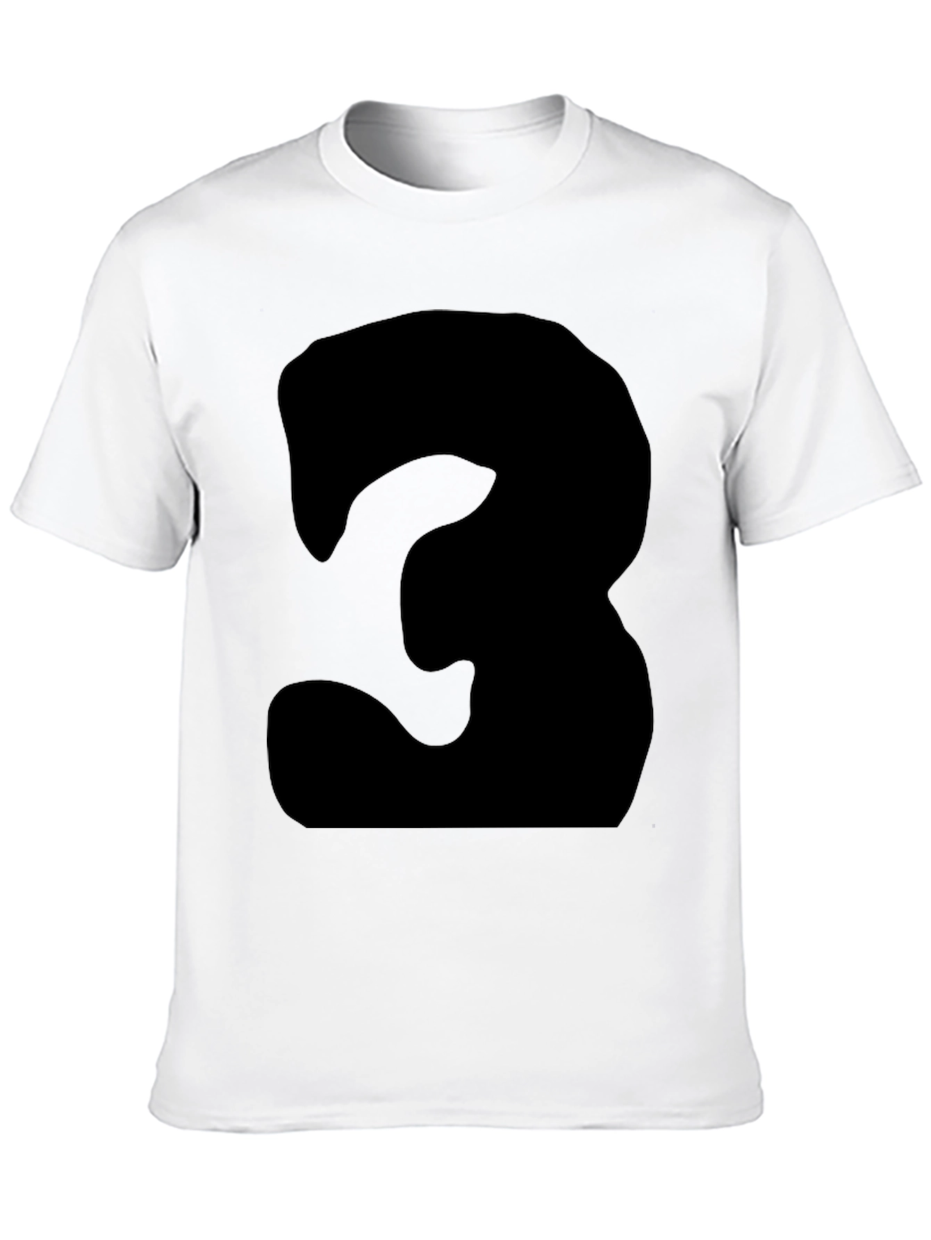 Black Men's Black T-Shirt with Bold Number '3' Design view 10