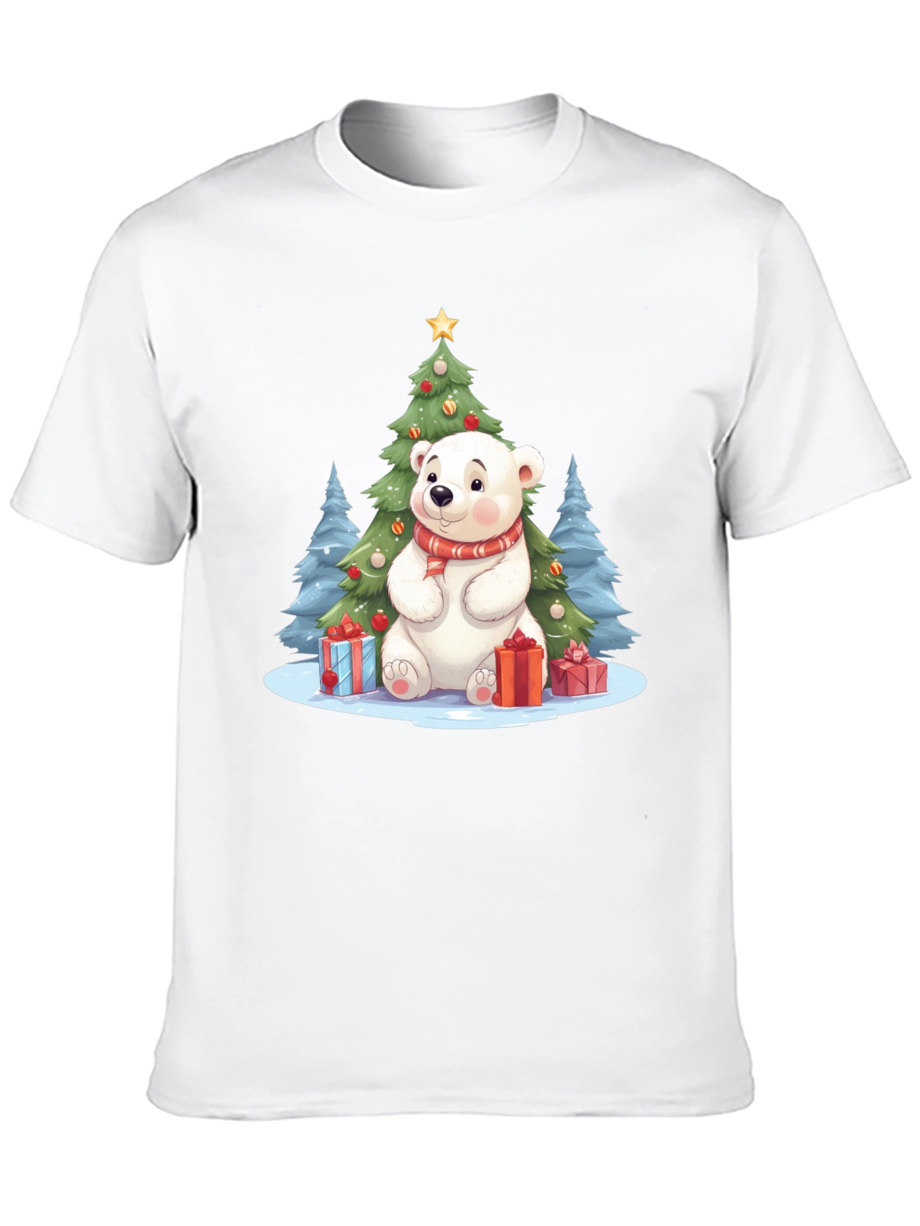 Black Festive Polar Bear Christmas T-Shirt view 10