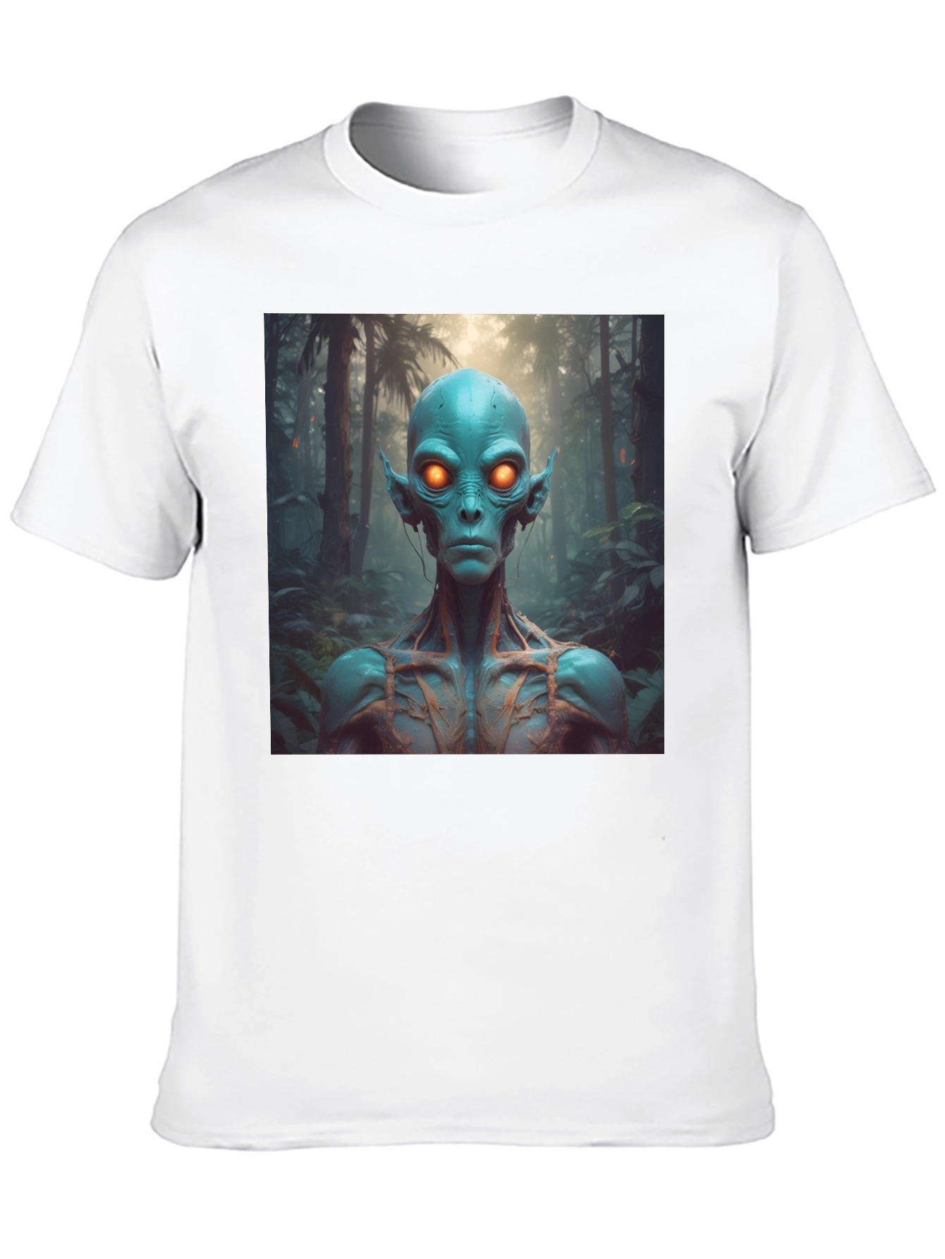 Black Alien Portrait Black T-Shirt view 10