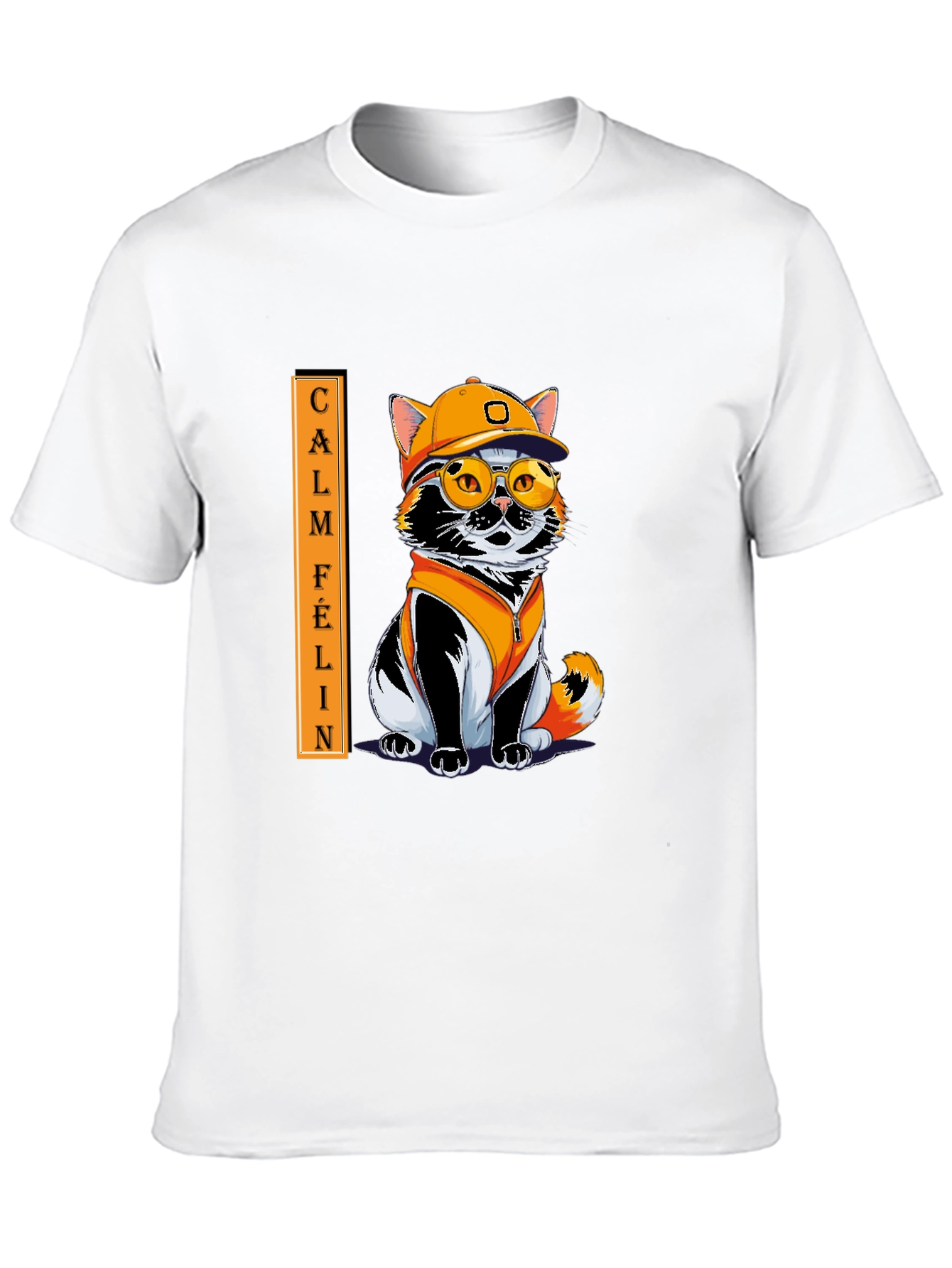 Black Calm Felin Cat T-Shirt: Cool Cat with Style view 10