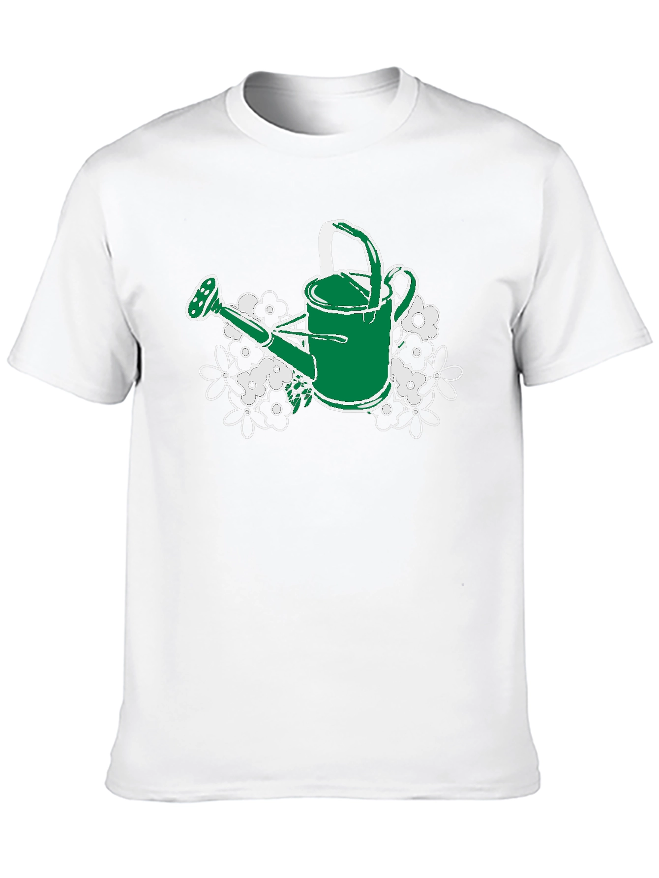 Black Gardening Watering Can T-Shirt - Floral Design view 10
