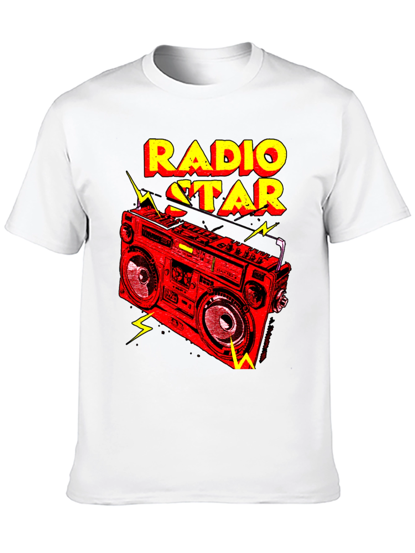 Black Radio Star Graphic Tee - Retro Boombox Design view 10