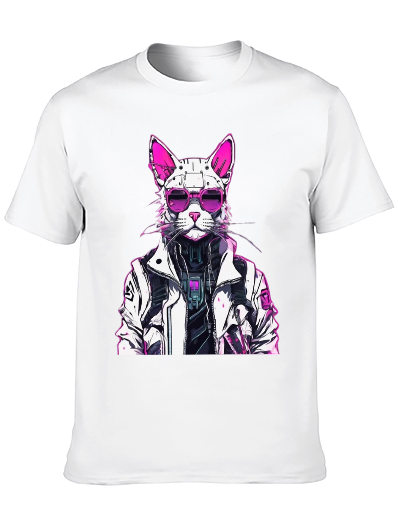 Cyberpunk Cat Graphic Tee - Futuristic Feline Style - 10