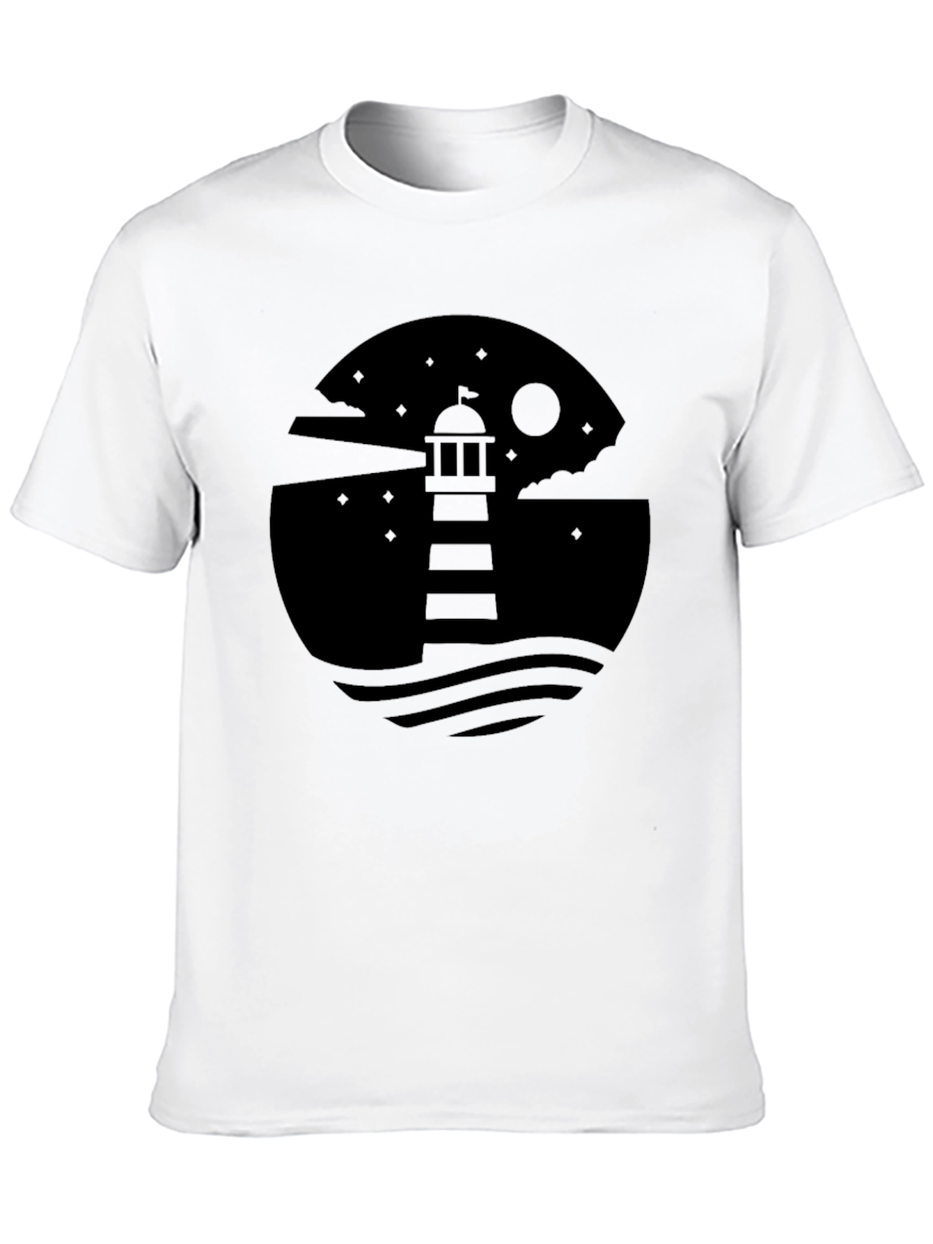 Black Men's Lighthouse Graphic Black T-Shirt view 10