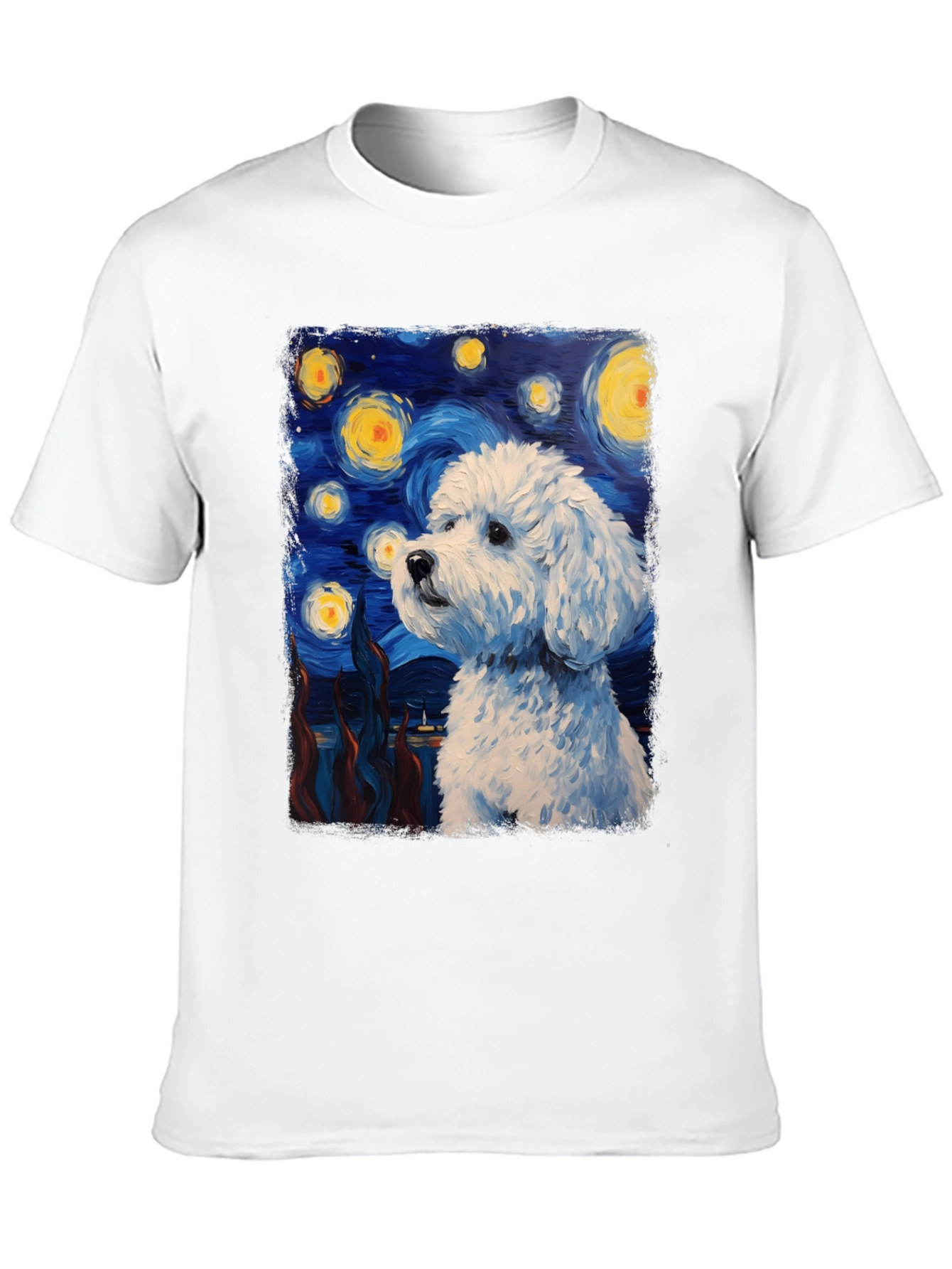 Black Starry Dog Art T-Shirt view 10
