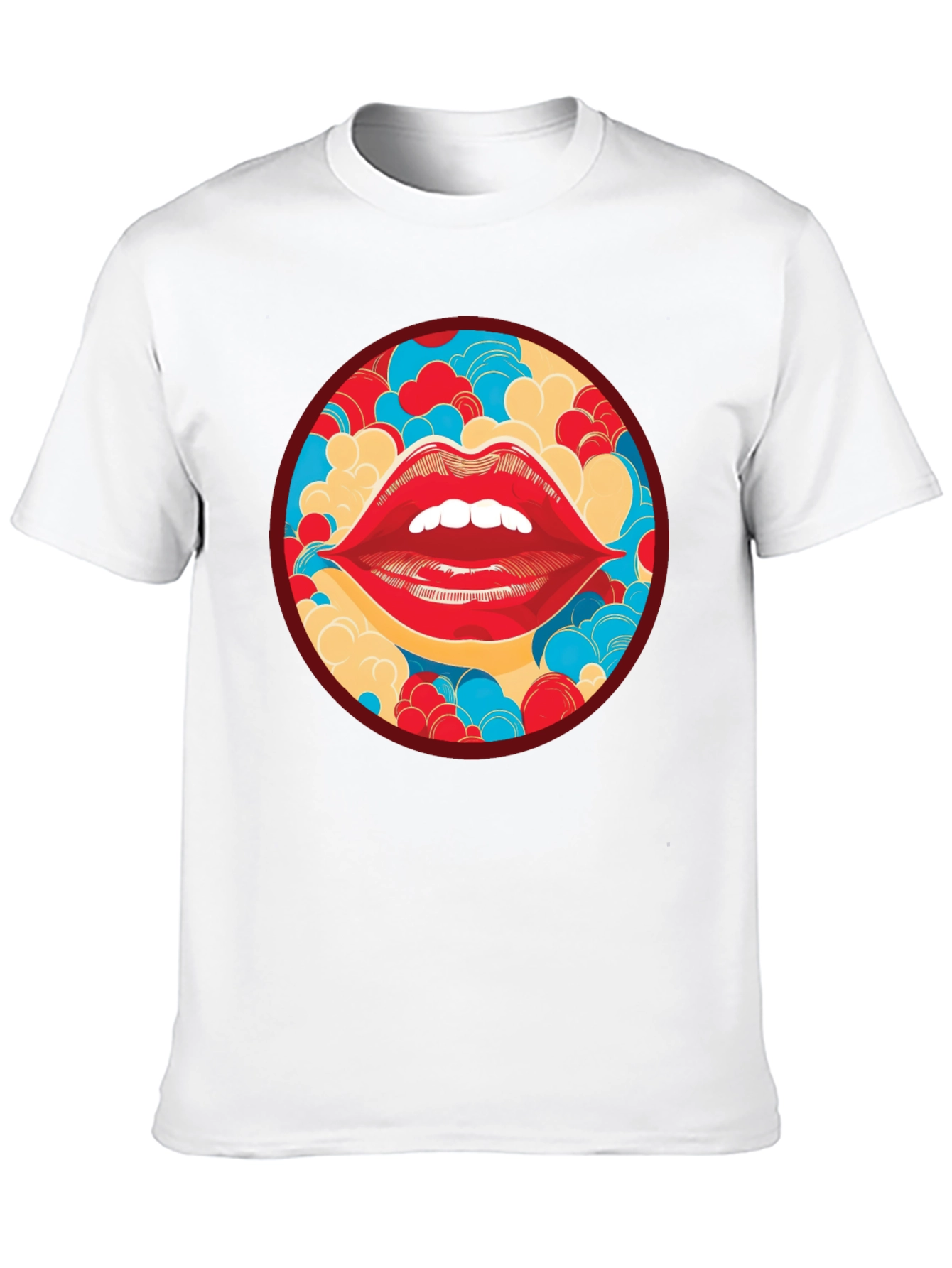 Black Red Lips Graphic Print Crew Neck T-Shirt view 10