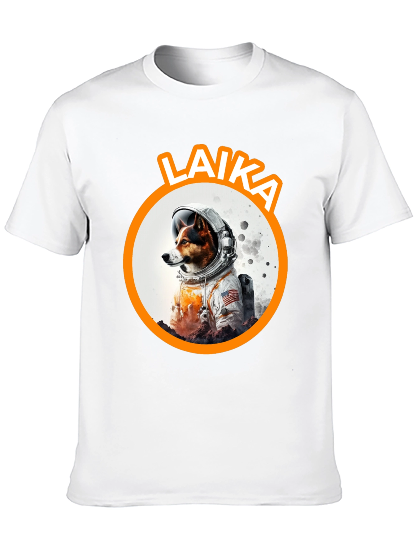 Black Laika Dog Astronaut Black T-Shirt view 10