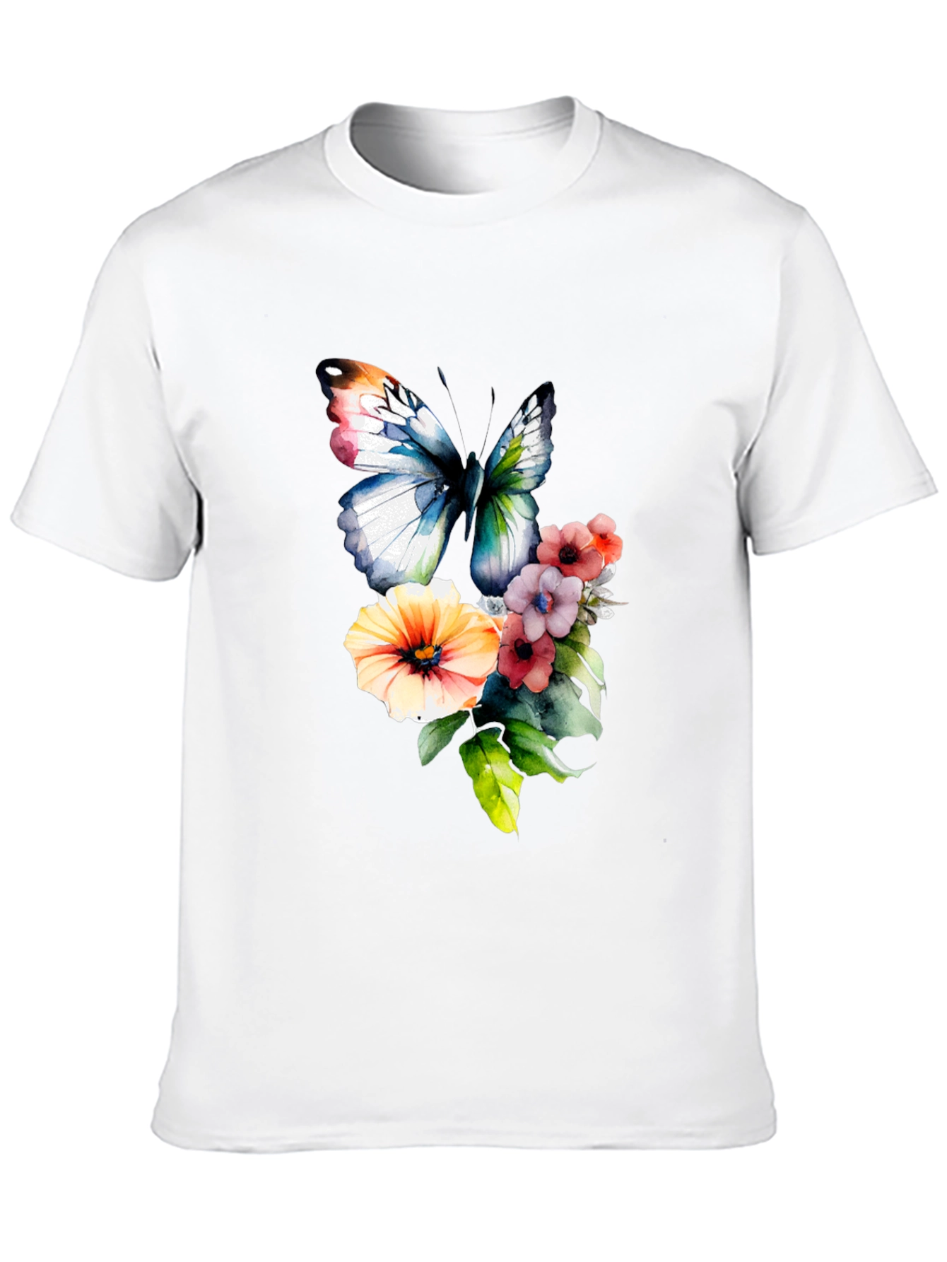 Black Butterfly & Floral Print T-Shirt view 10