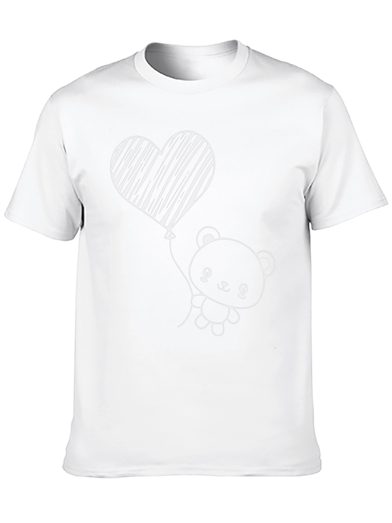Black Cute Bear with Heart Balloon Black T-Shirt view 10