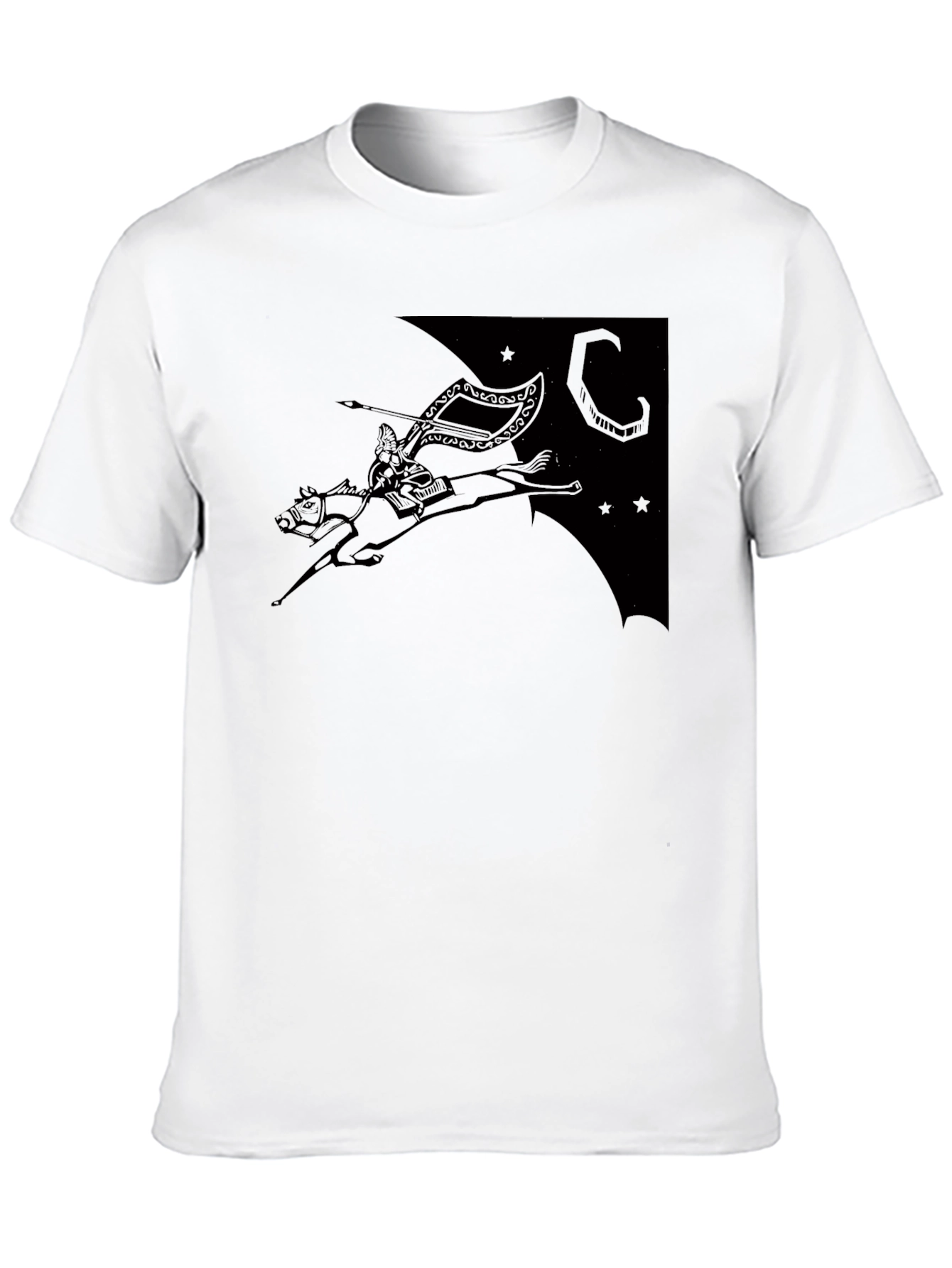 Black Black T-Shirt with Horse Rider Print view 10