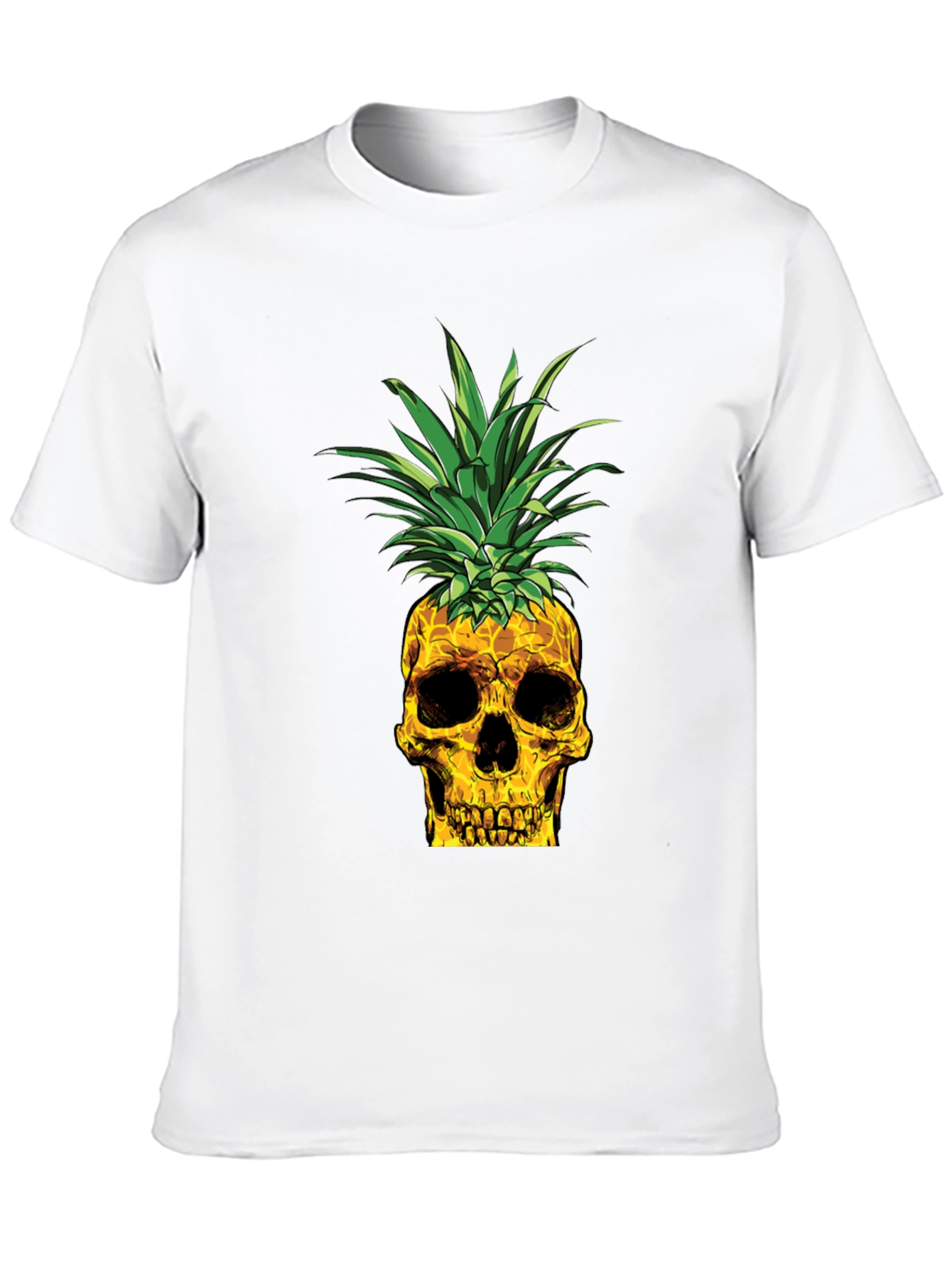 Black Skull Pineapple Graphic Tee - Black Cotton T-Shirt view 10