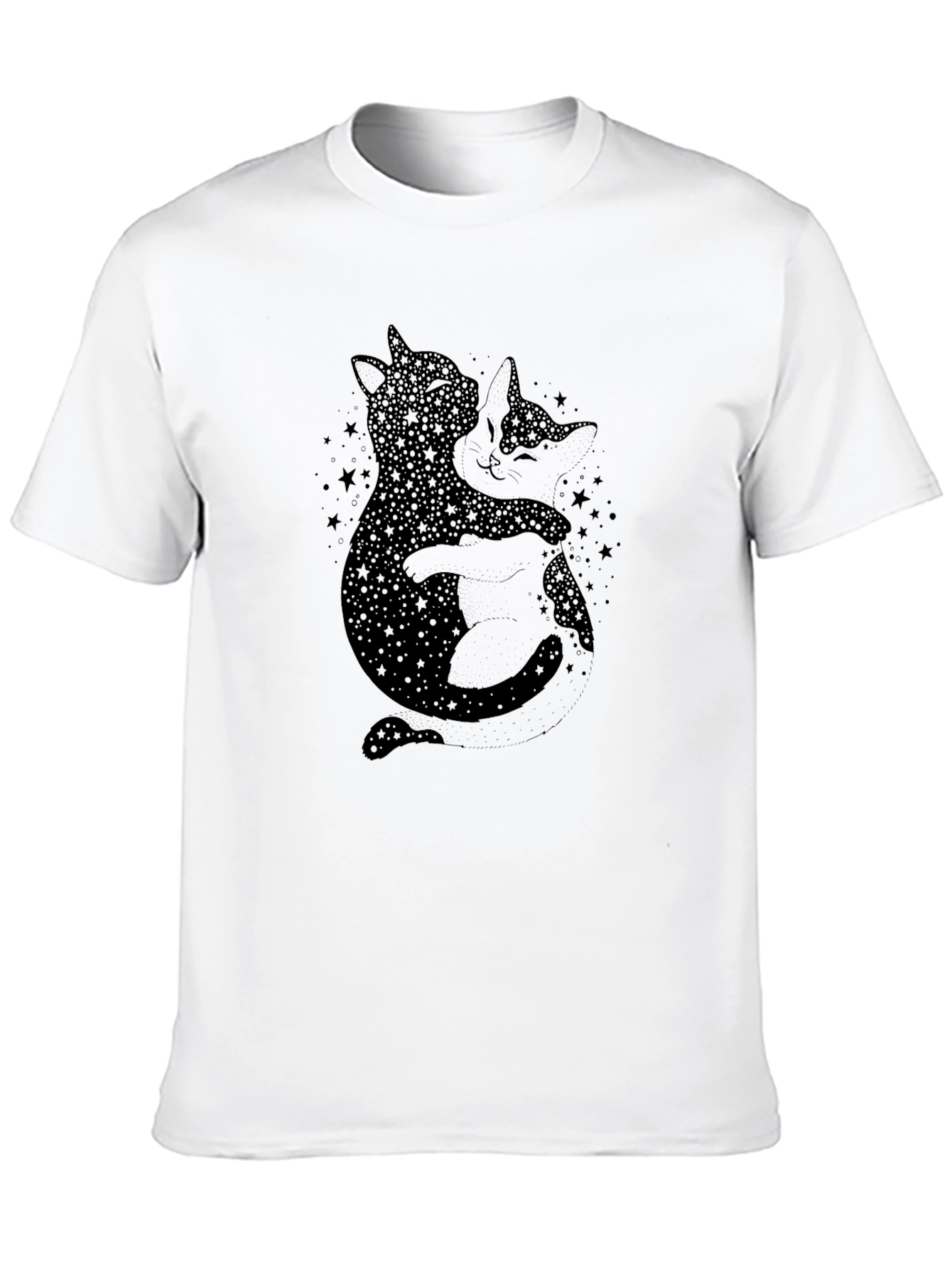 Black Celestial Cats Graphic T-Shirt - Black view 10