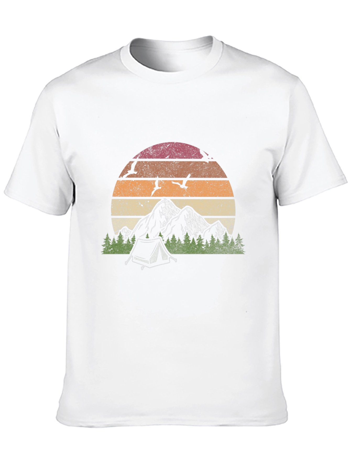 Black Retro Mountain Camping Graphic T-Shirt view 10