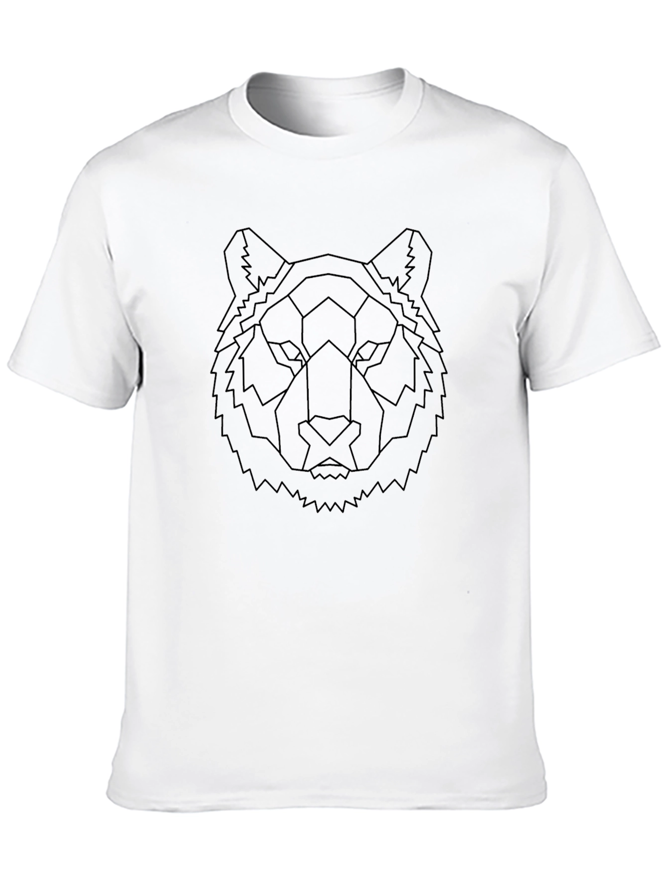Black Geometric Wolf Graphic Tee - Black Cotton Blend T-Shirt view 10
