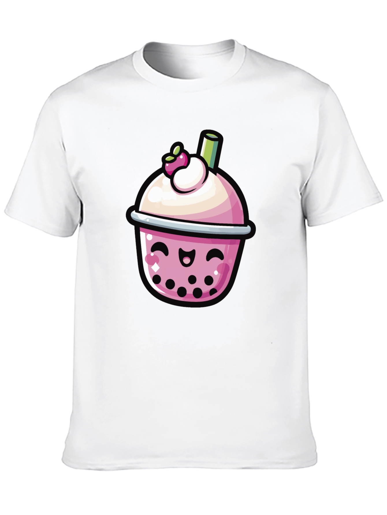 Black Kawaii Boba Tea Graphic Tee - Black view 10