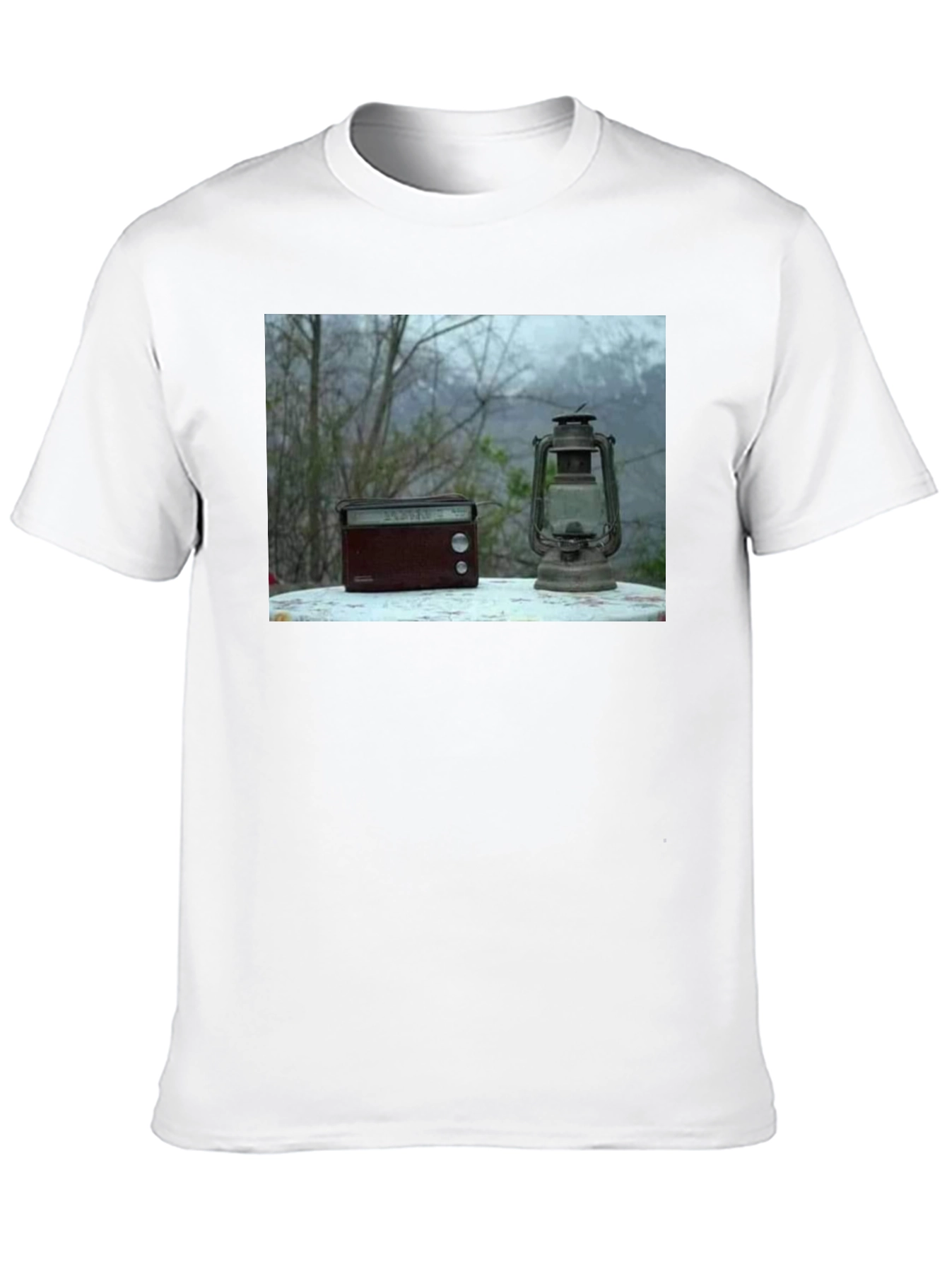 Black Retro Radio & Lantern T-Shirt view 10