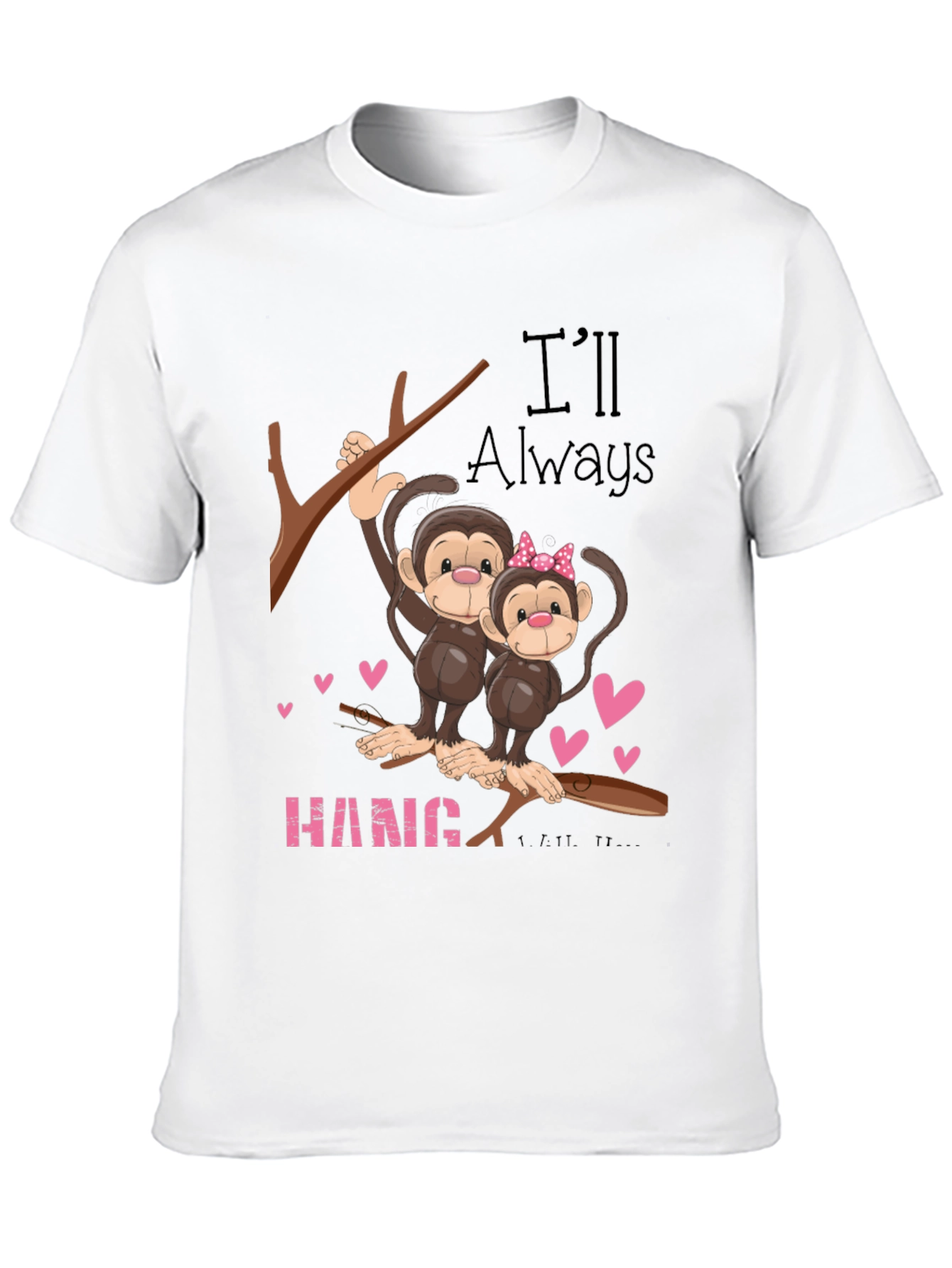 Black Hang In There Monkey Couple Graphic Tee view 10