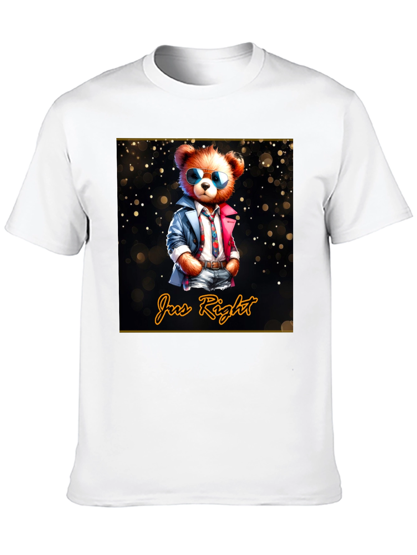 Black Cool Bear Graphic Tee - 'Jus Right' Style view 10