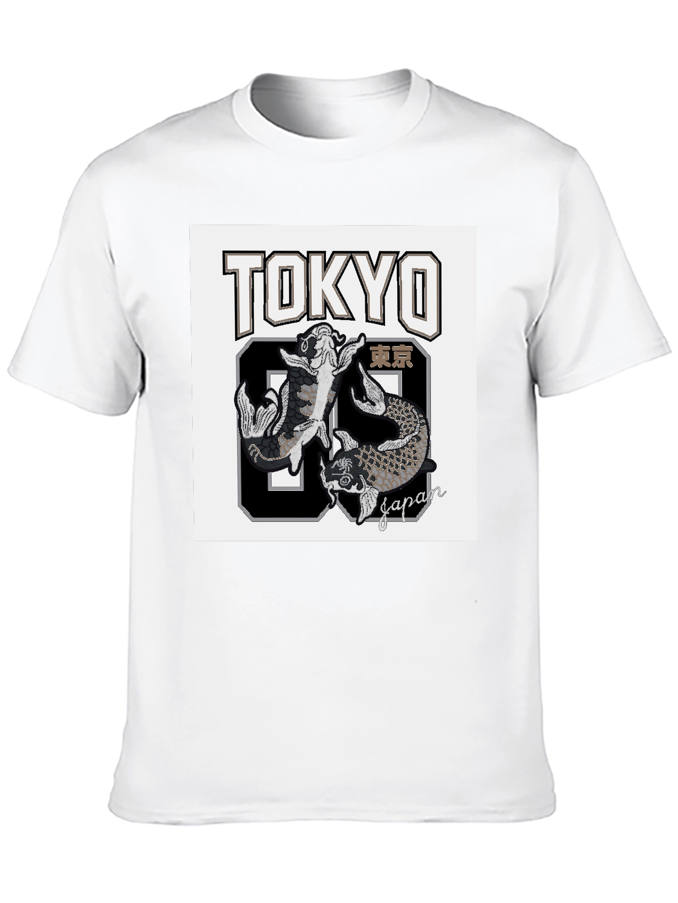 Black Tokyo 89 Japan Koi Fish Graphic T-Shirt view 10