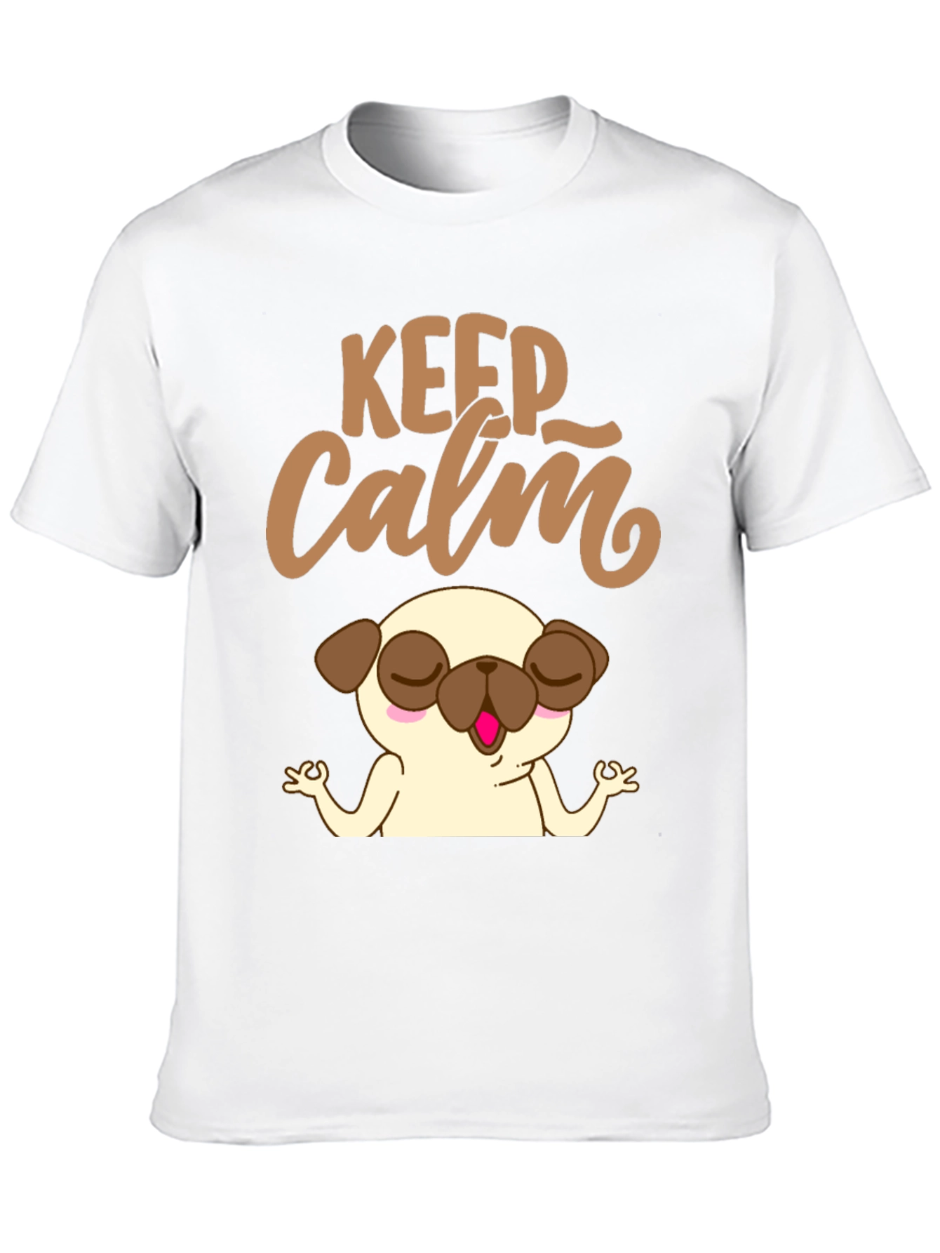 Black Keep Calm Pug Yoga T-Shirt - Relax & Meditate! view 10