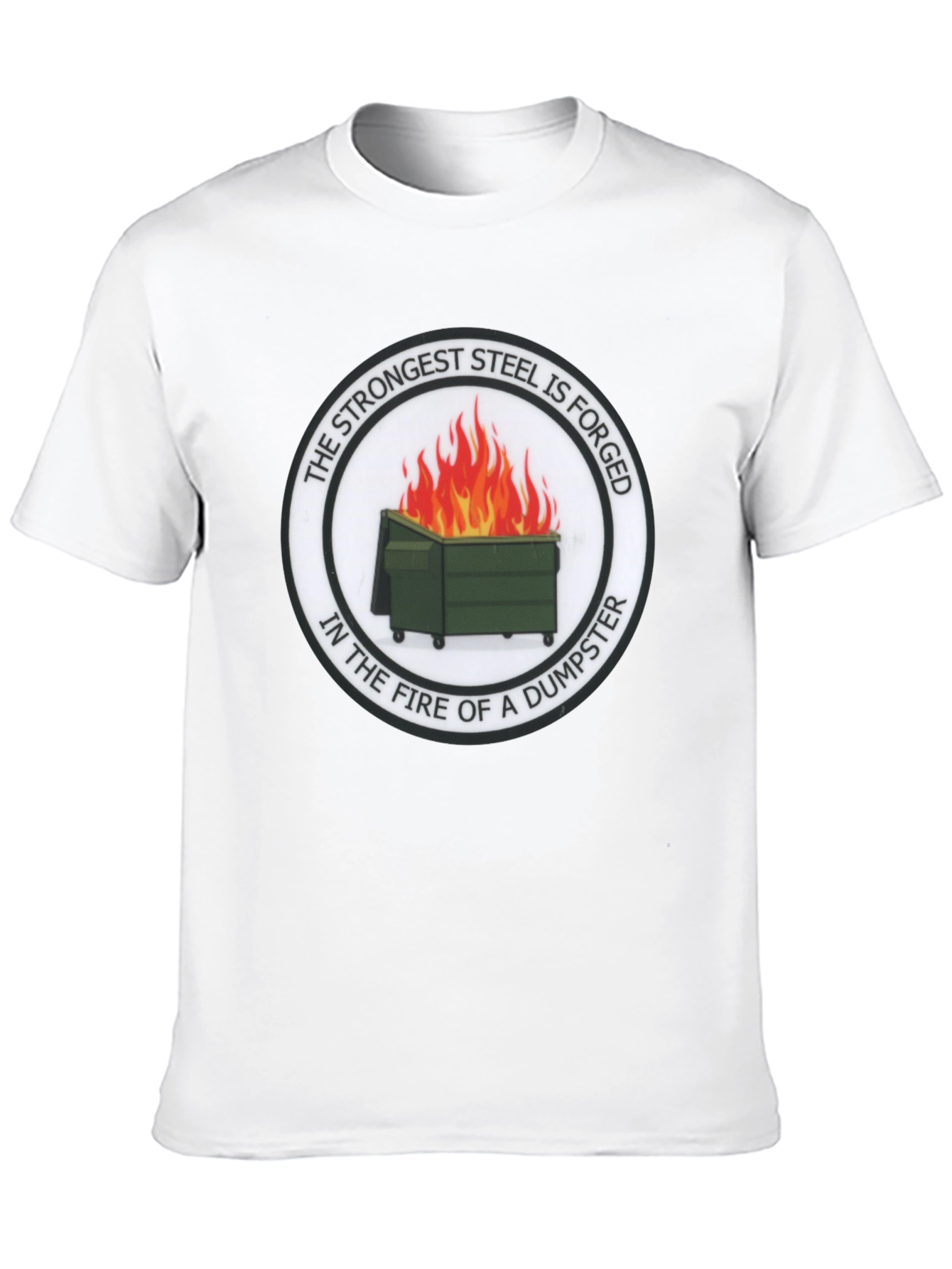 Black Strongest Steel Forged Tee - Dumpster Fire Design view 10