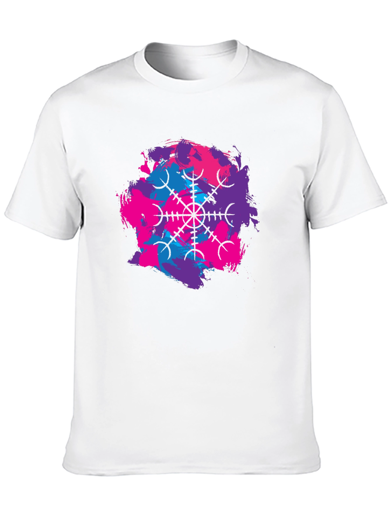 Black Black T-Shirt with Abstract Vegvisir Design view 10