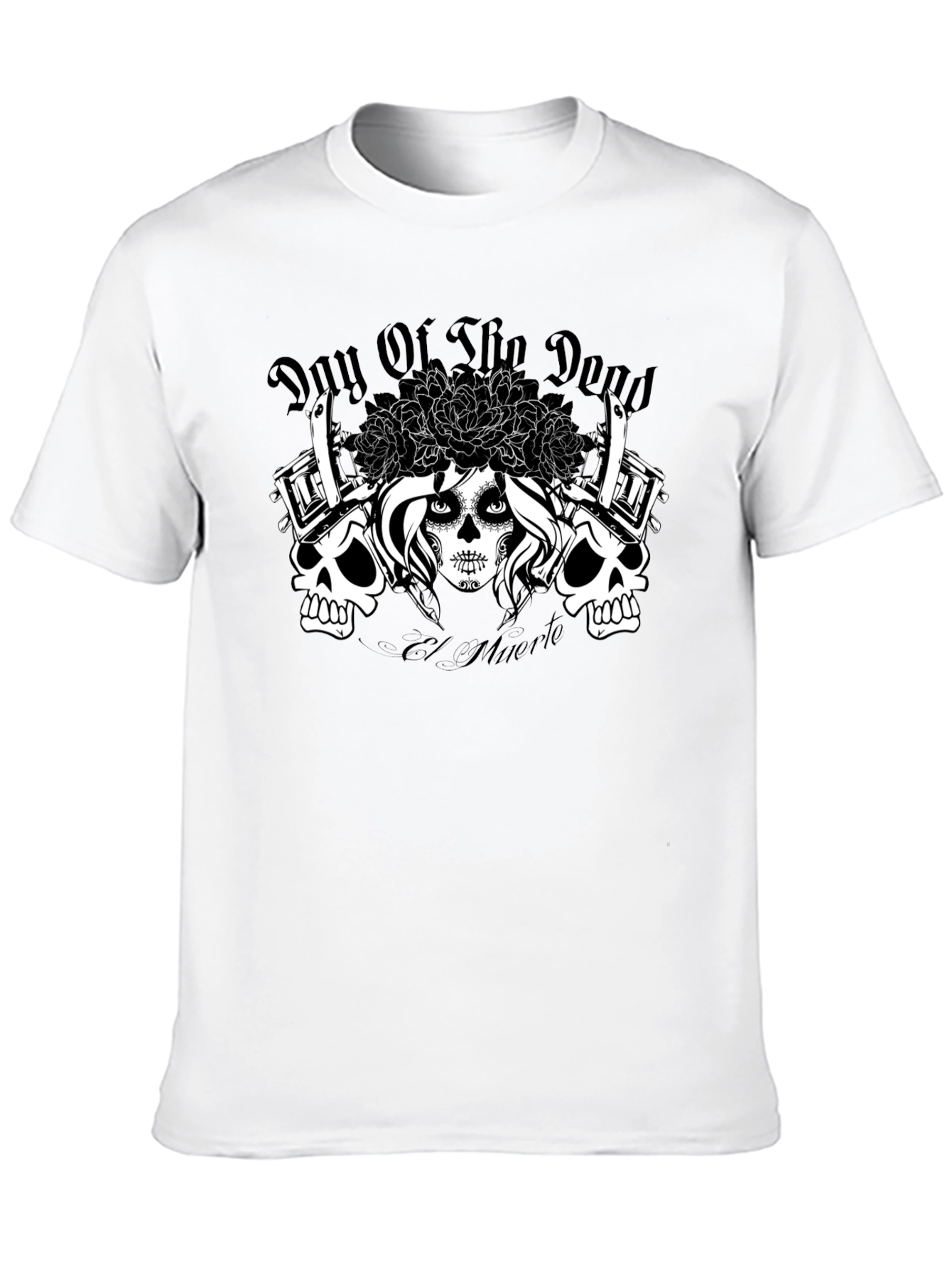 Black Day of the Dead Tattoo Art T-Shirt view 10